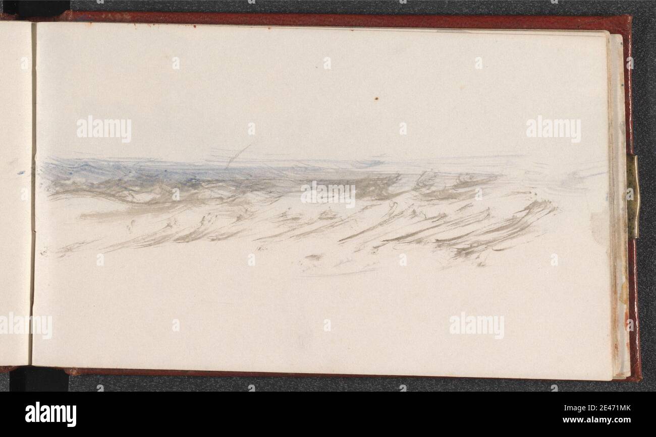 Joseph Mallord William Turner, 1775–1851, britisch, The Channel Sketchbook, ca. 1845. Aquarell auf mittlerem, leicht strukturiertem, weißem Gewebspapier. Kanal (Wasserkörperkomponente), Meereskunst, Meer, Skizzenbuch, Dampfer Stockfoto