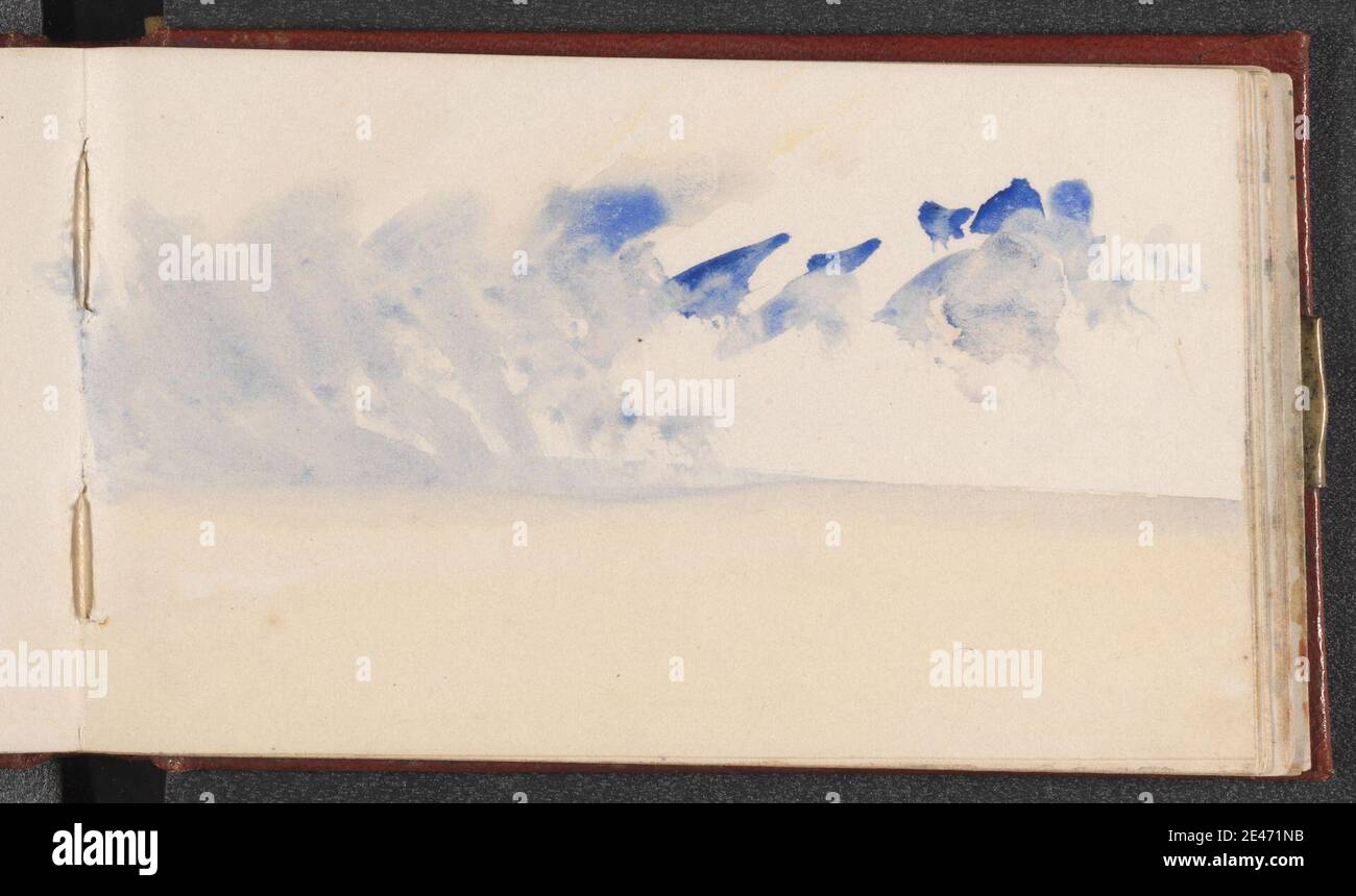 Joseph Mallord William Turner, 1775–1851, britisch, The Channel Sketchbook, ca. 1845. Aquarell auf mittlerem, leicht strukturiertem, weißem Gewebspapier. Strand, Kanal (Wasserkörperkomponente), Wolken, Meereskunst, Skizzenbuch, Himmel Stockfoto