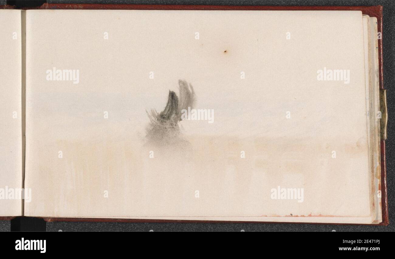Joseph Mallord William Turner, 1775–1851, britisch, The Channel Sketchbook, ca. 1845. Aquarell auf mittlerem, leicht strukturiertem, weißem Gewebspapier. Boot, Kanal (Wasserkörperkomponente), Meereskunst, Segel, Skizzenbuch Stockfoto
