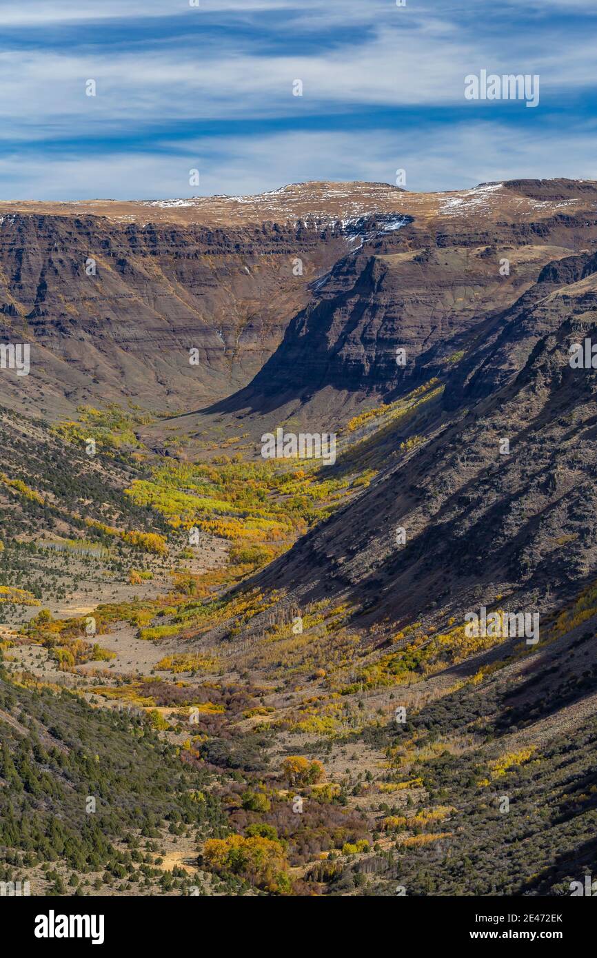 Blick in die glaziell geschnitzte Big Indian Gorge am Steens Mountain, Oregon, USA Stockfoto