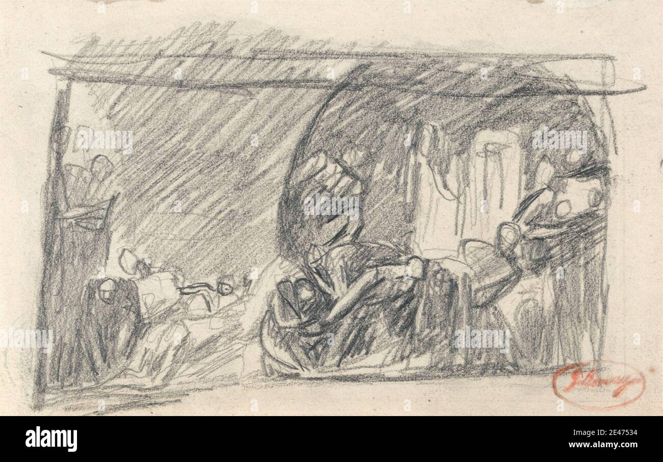 George Romney, 1734–1802, britisch, Howard Visiting a Prison, undated. Graphit auf Medium, leicht strukturiert, cremefarbene Wove Papier. Bogen, Körper, Strafanstalt, dunkel, historisches Thema, Gefängnis Stockfoto