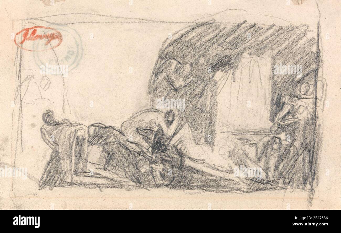 George Romney, 1734–1802, britisch, Gefängnisszene, undatiert. Graphit auf Medium, leicht strukturiert, cremefarbene Wove Papier. Körper, Justizvollzugsanstalt, Genresubjekt, Gefängnis Stockfoto