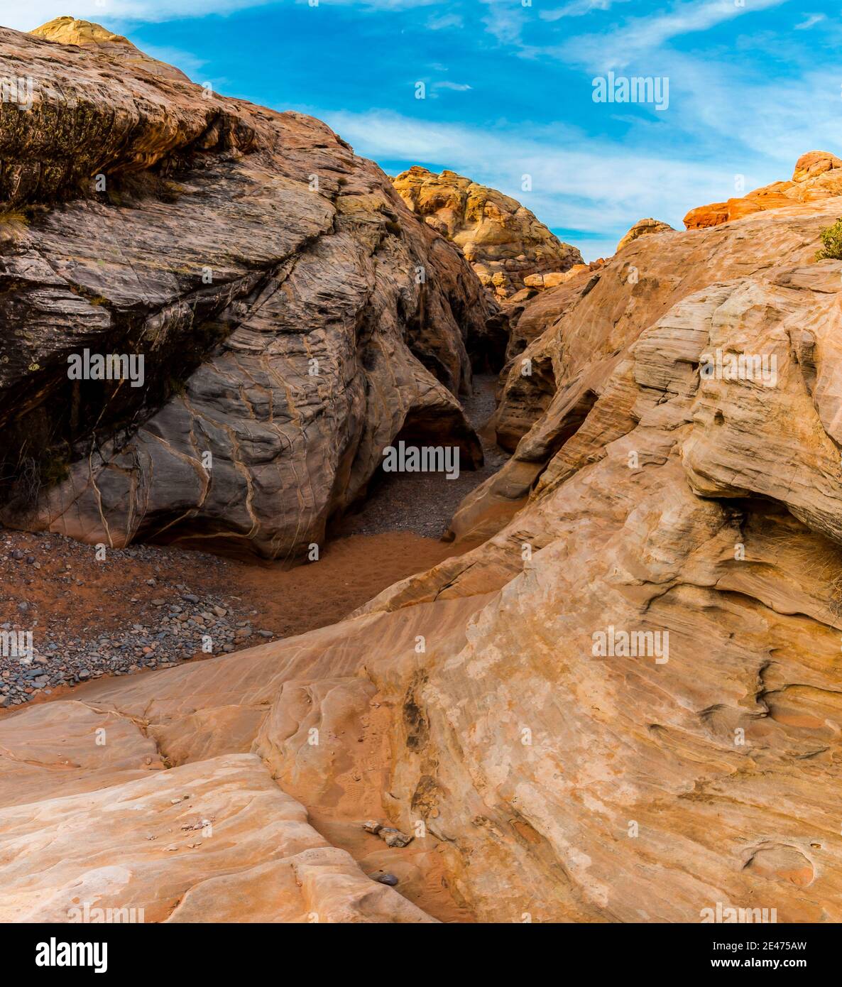 Pastell Walled Slot Canyon in Kaolin Wash, Valley of Fire State Park, Nevada, USA Stockfoto