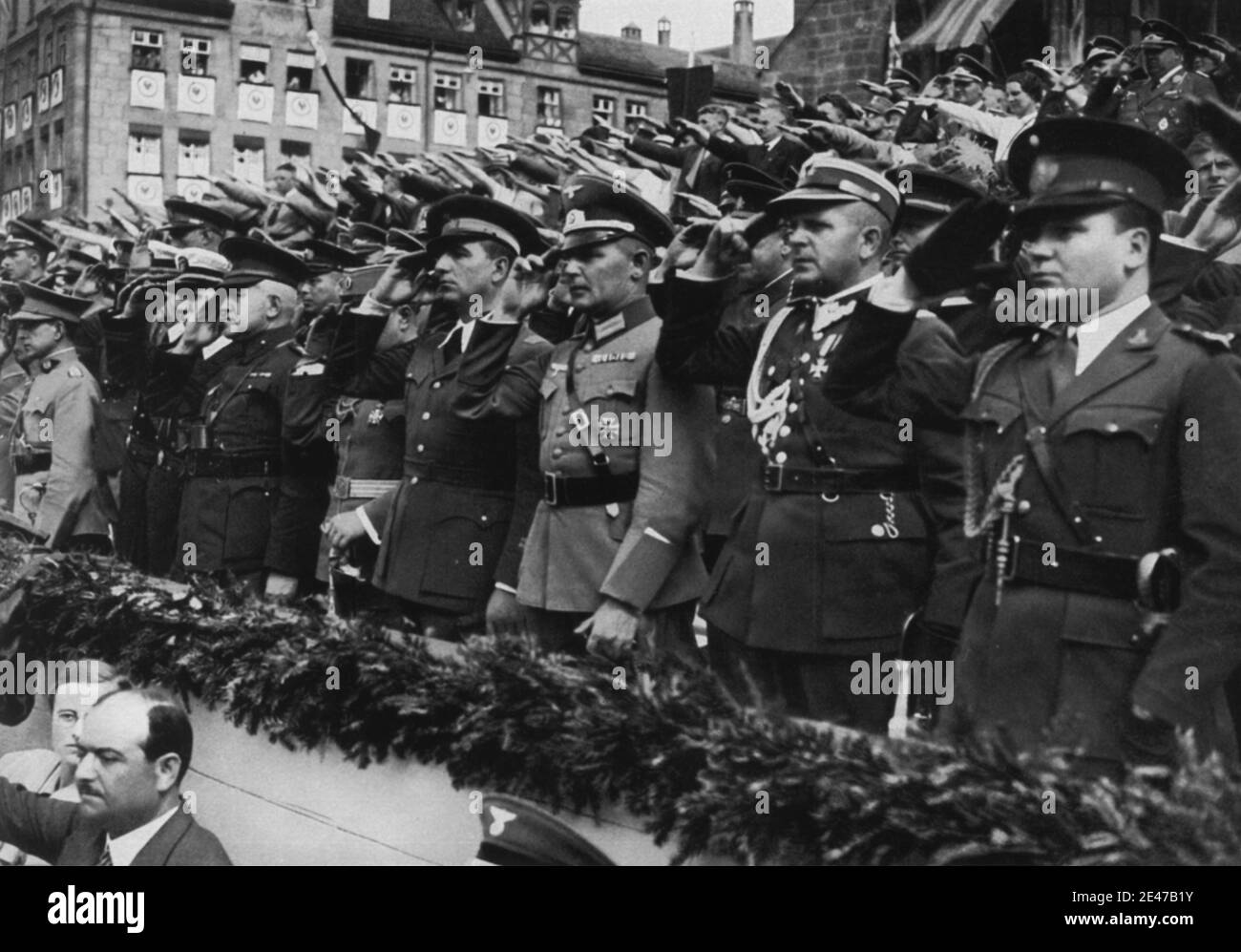 Ausländisches Militär legt auf dem NSDAP-Kongress in Nürnberg fest Stockfoto