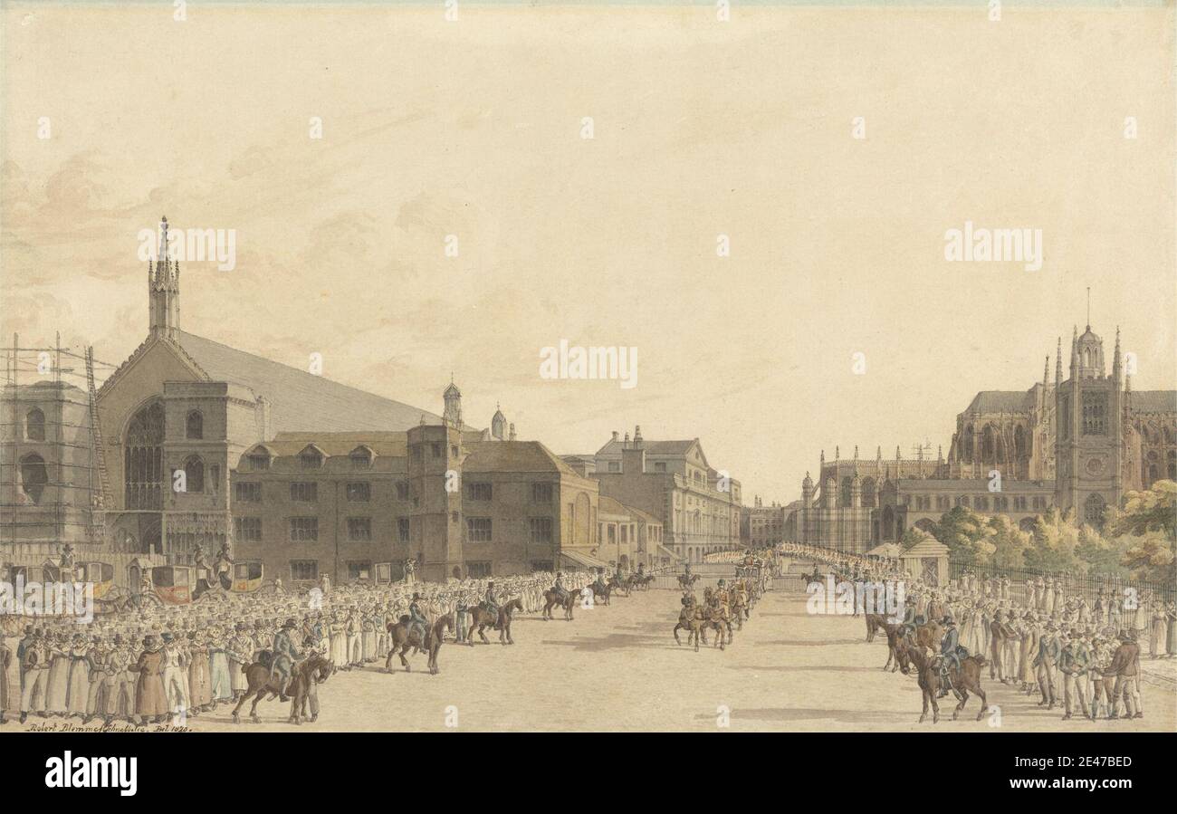 Robert Bremmel Schnebbelie, aktiv 1803–1849, Westminster, während des Queen Caroline's Trial, undated. Aquarell mit Stift und schwarzer Tinte auf dickem, leicht strukturiertem, cremefarbenem Wove-Papier. Stadtbilder, historisches Thema, Studien Stockfoto