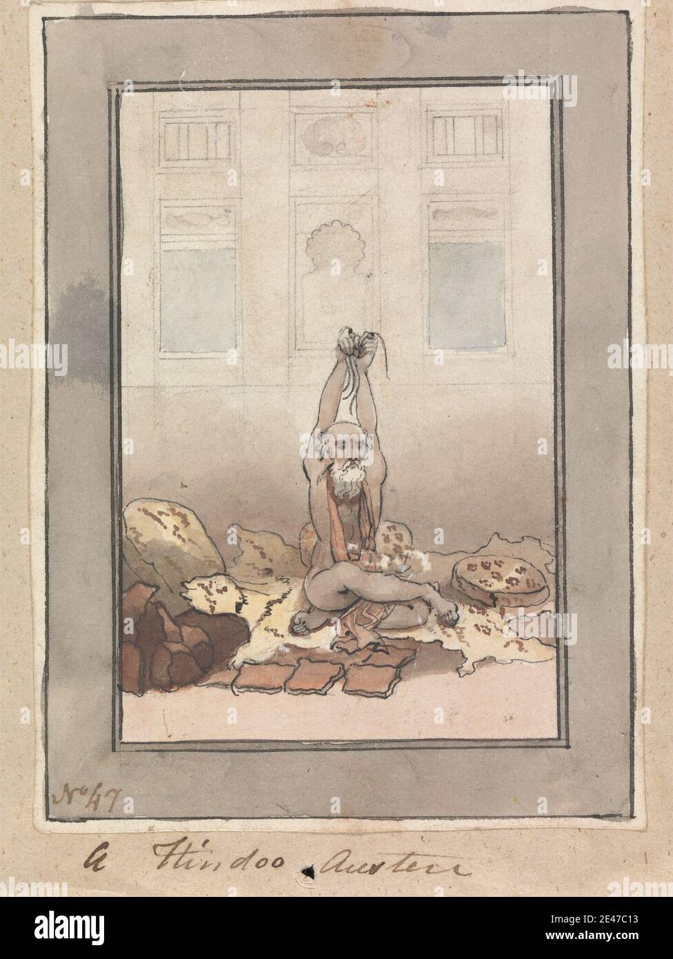 Robert Mabon, gestorben 1798, Brite, ein strenger Hindu-Fakir, undatiert. Aquarell und Graphit mit Stift und schwarzer Tinte auf Medium, leicht strukturiert, Creme Wove Papier. Figurenstudie , Hindu , Mann , religiöse und mythologische Thema , sitzen Stockfoto