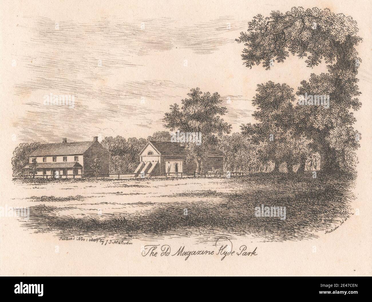 James Peller Malcolm, 1767–1815, Amerikaner, The Old Magazine Hyde Park, 1807. Public Domain Stockfoto