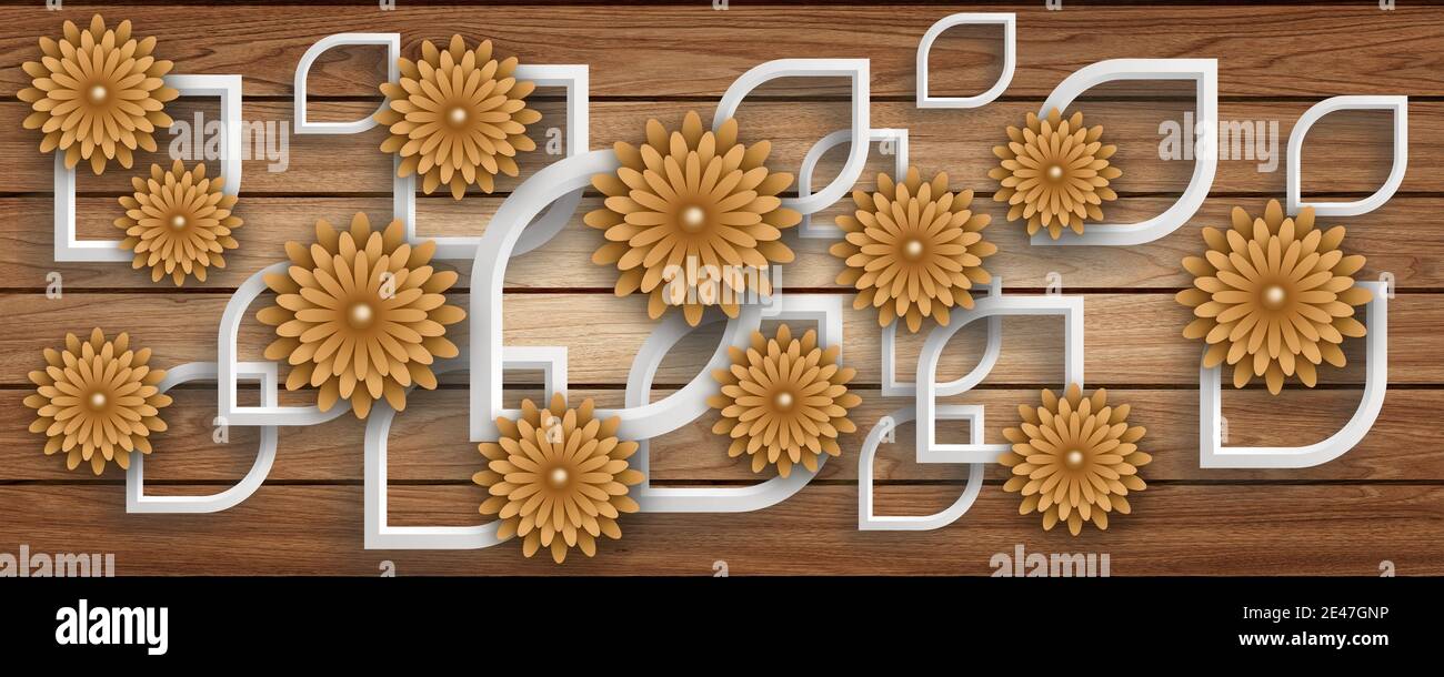 3D Tapete Hintergrund, Holz Hochwertige Rendering dekorative Wandbild Tapete Illustration, 3D Blume Wohnzimmer Tapete. Stockfoto 3D Tapete Hintergrund, Holz Hochwertige Rendering dekorative Wandbild Tapete Illustration, 3D Blume Wohnzimmer Tapete. Stockfoto