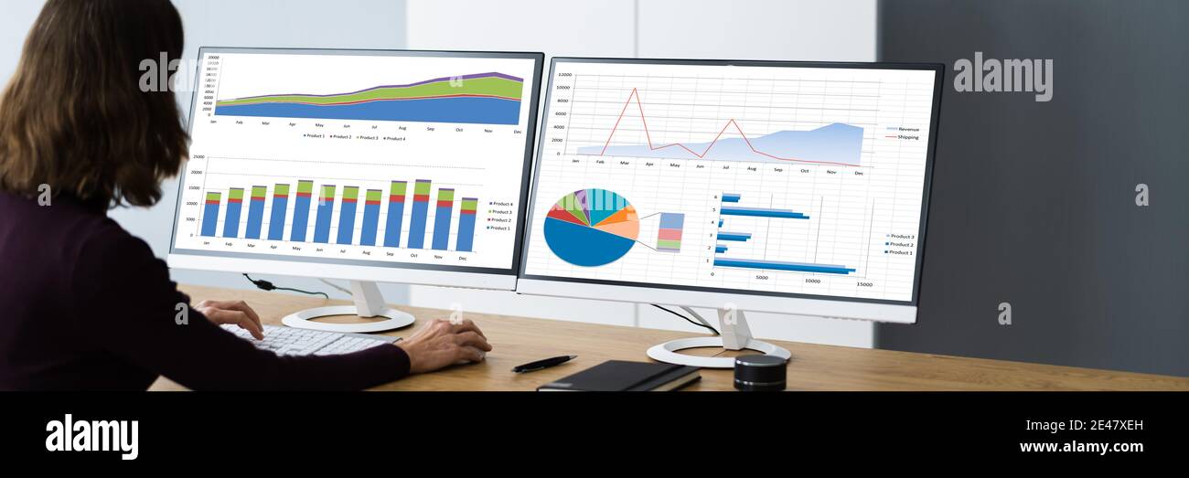 KPI-Marketingdaten und vorausschauende Geschäftsanalysen Stockfoto