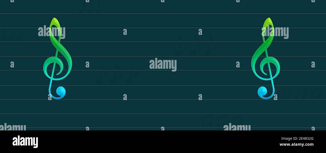 Melodie musikalischen Hintergrund, blau einfache abstrakt mit Noten Zeichen. Bunte Tonzeichen mit künstlerischen musikalischen Linien Stockfoto