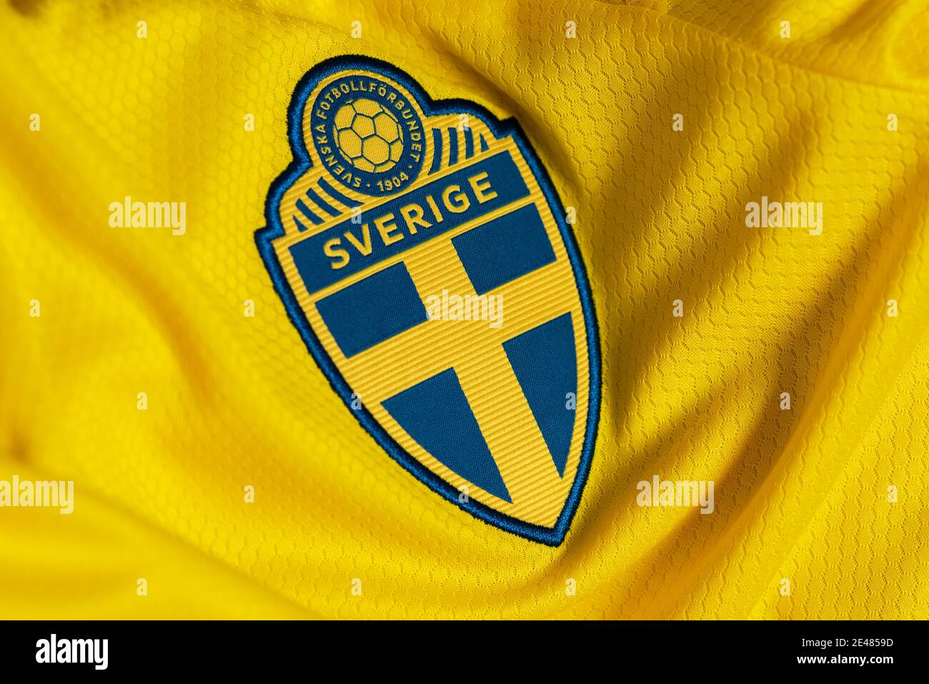 Nahaufnahme des schwedischen Nationalmannschaftsabzeichens Stockfoto Nahaufnahme des schwedischen Nationalmannschaftsabzeichens Stockfoto