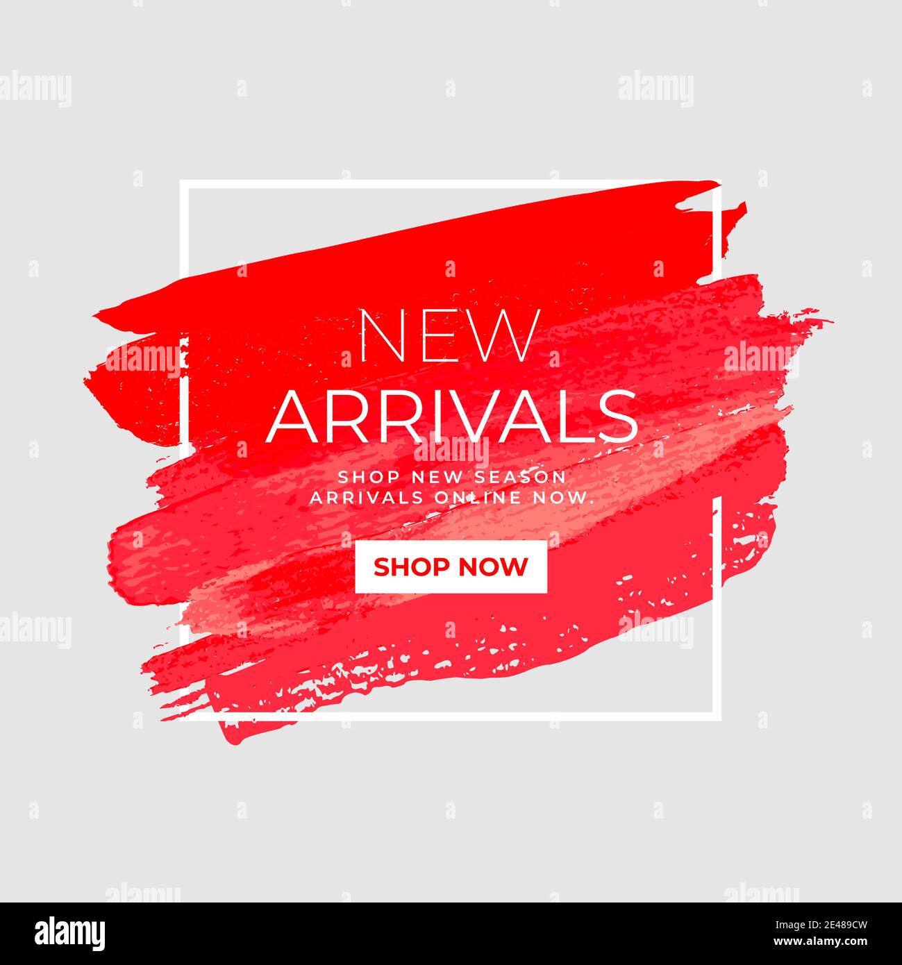 Neue Ankünfte Verkauf Text über Aquarell Kunst Pinsel malen abstrakten Hintergrund. Werbebanner. Stock Vektor