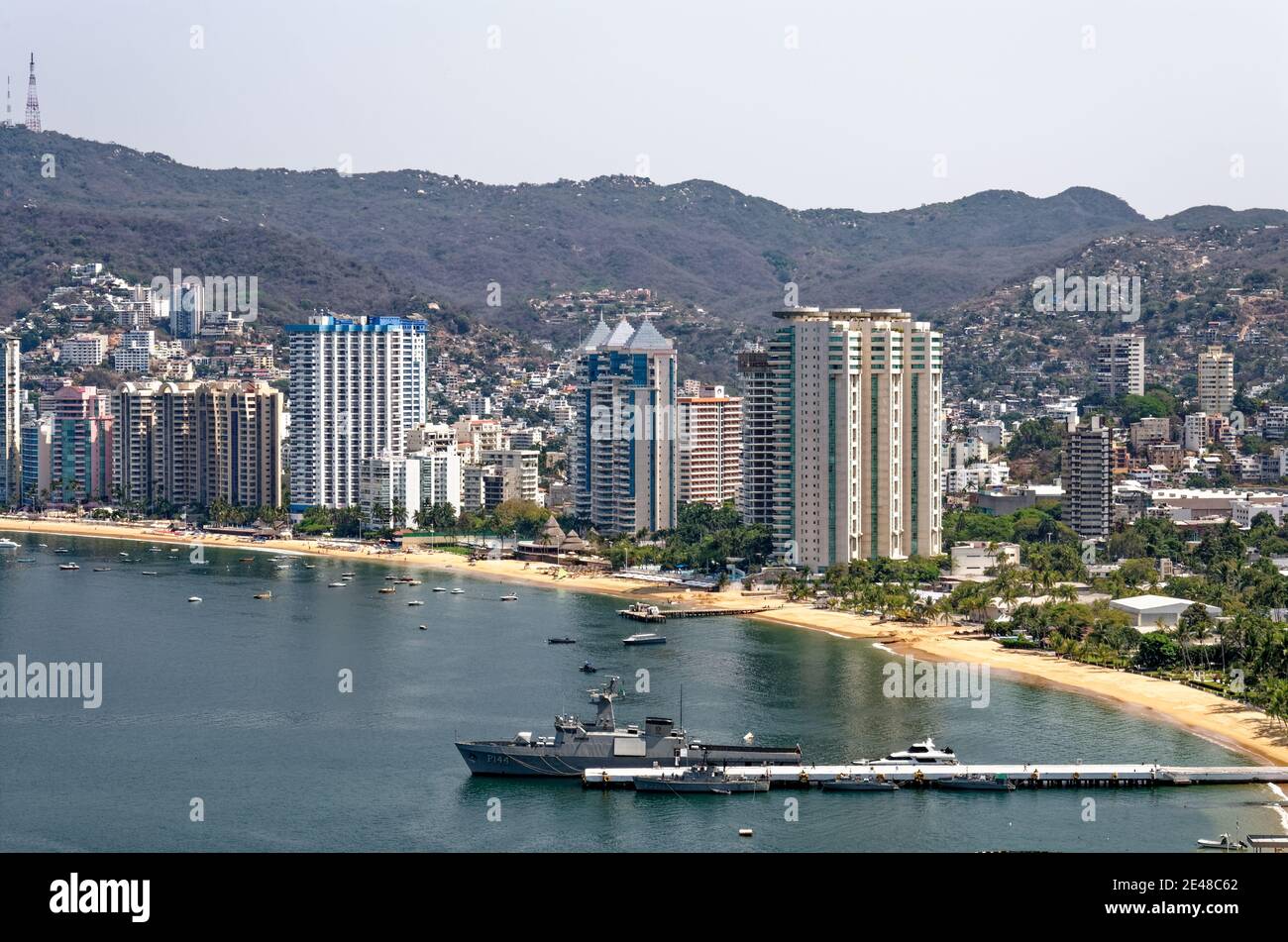 Blick auf Acapulco Bay - Hotels und Strand - 11 Januar 2011 Stockfoto