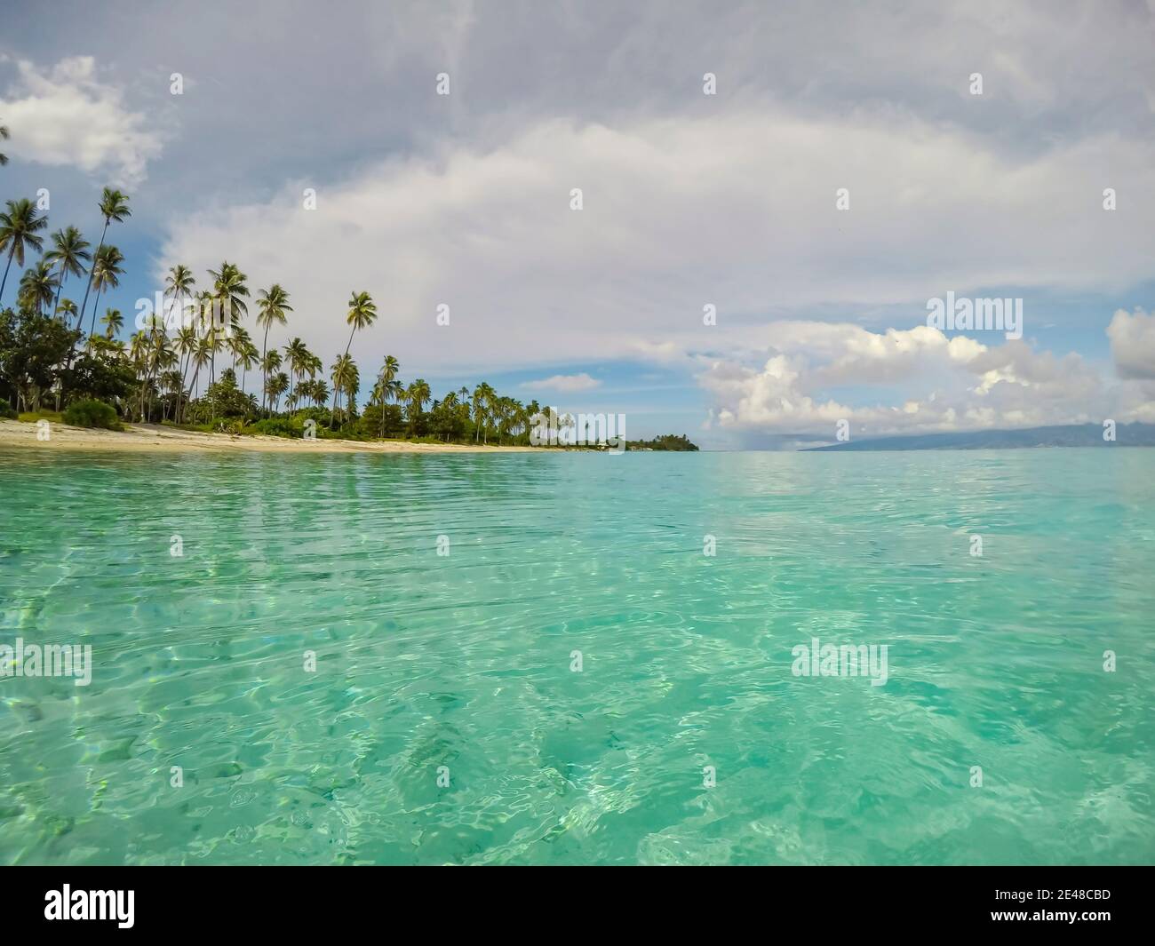 Schöne tropische Paradies Strand mit türkisfarbenem Wasser und Palmen in Moorea Island, Französisch Polynesien, Frankreich.Urlaub Reise-und Sommerurlaub concep Stockfoto