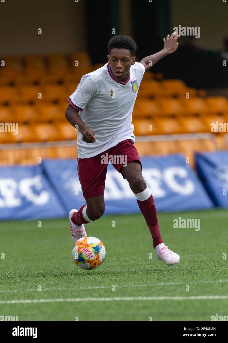 HKFC Citi Soccer sevens Hong Kong. Aston Villa vs Singapore Cricket Club.Jaden Philogene-Bidace in Aktion Stockfoto