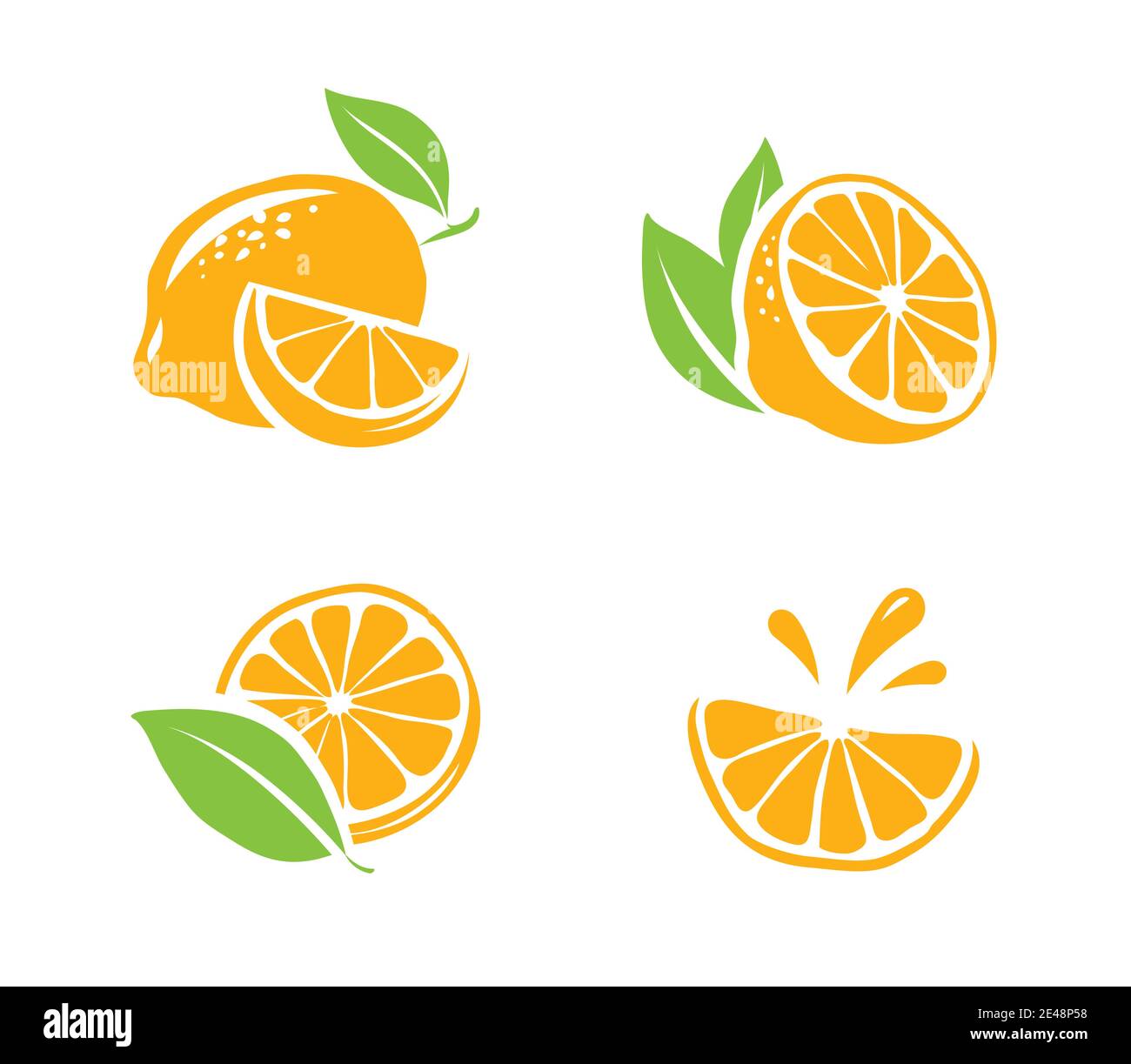Zitrone isoliert auf weißem Hintergrund. Obst-Symbole setzen Vektor-Illustration Stock Vektor