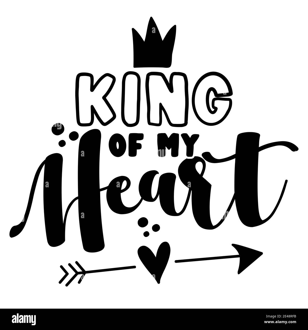 King of my Heart - Cute Kalligraphie Phrase für Valentinstag. Handgezeichnete Schriftzüge für schöne Grußkarten, Einladungen. Gut für T-Shirt, Tasse, s Stock Vektor