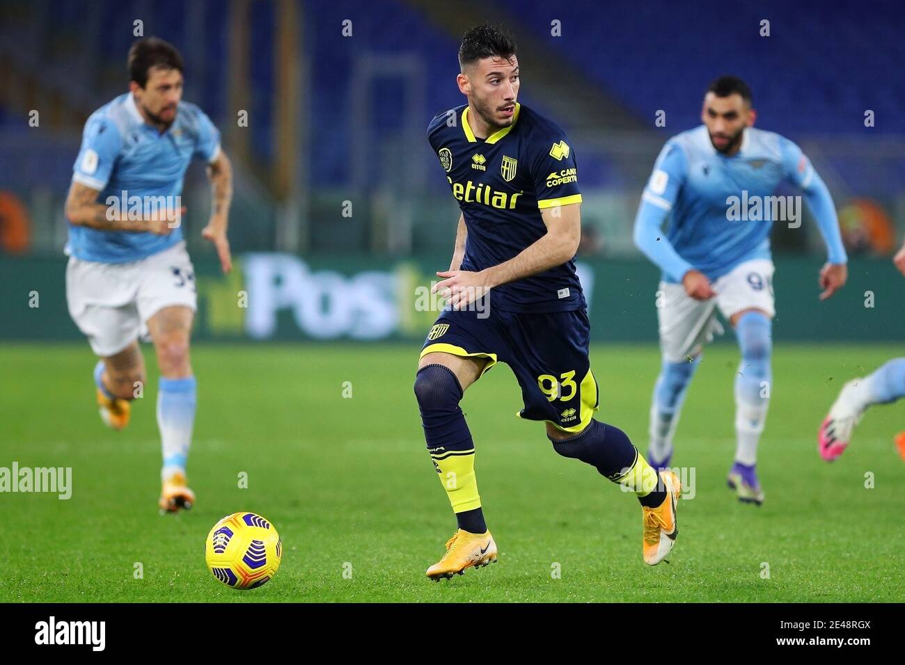 Mattia Sprocati von Parma in Aktion während der italienischen Cup, Runde von 16 Fußballspiel zwischen SS Lazio und Parma Calcio auf / LM Stockfoto