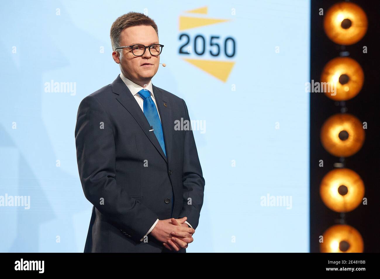 Warschau, Masowien, Polen. Januar 2021. Die Präsentation der Bewegung Polen 2050 unter dem Motto "Wir wissen, wie" EIN Plan für Poland.in das Bild: KRZYSZTOF HOLOWNIA Kredit: Hubert Mathis/ZUMA Wire/Alamy Live News Stockfoto