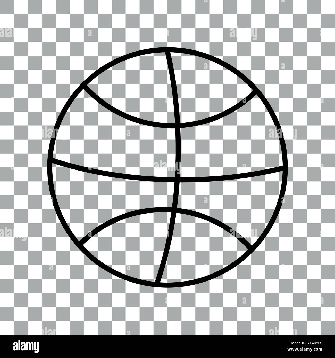 Bastekball Ball Icon transparente, isolierte schwarze Linien Stock Vektor