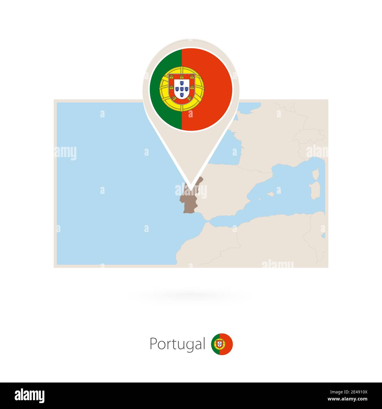 Rechteckige Karte von Portugal mit Pin-Symbol von Portugal Stock Vektor