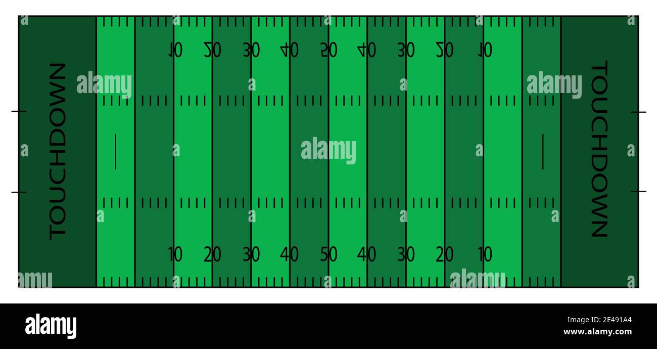 American Football field grün mit schwarzen Linien Stock Vektor