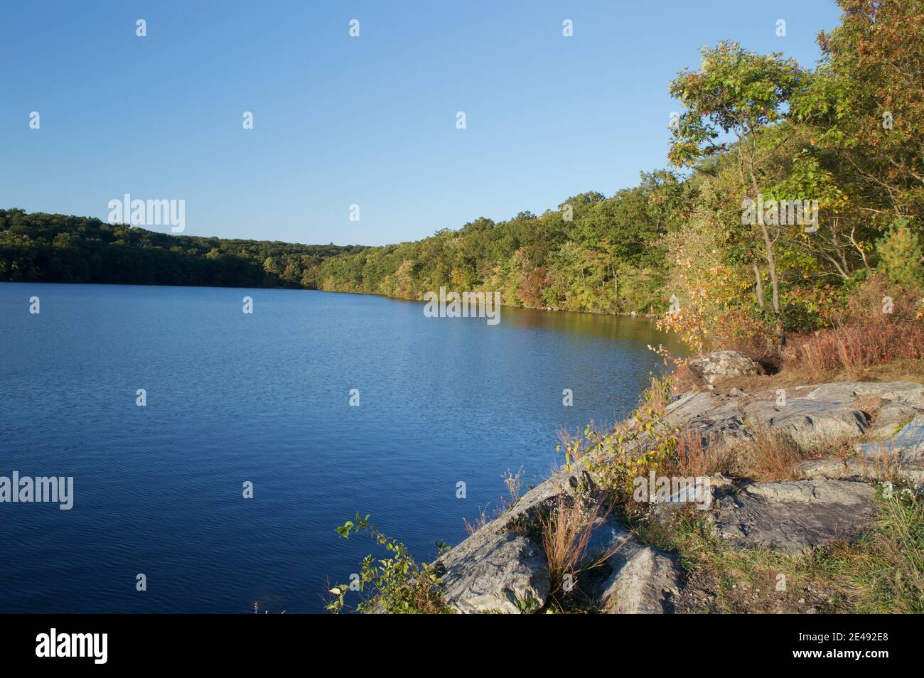 Schöne Aufnahme des Clinton Reservoir in New Jersey Stockfoto