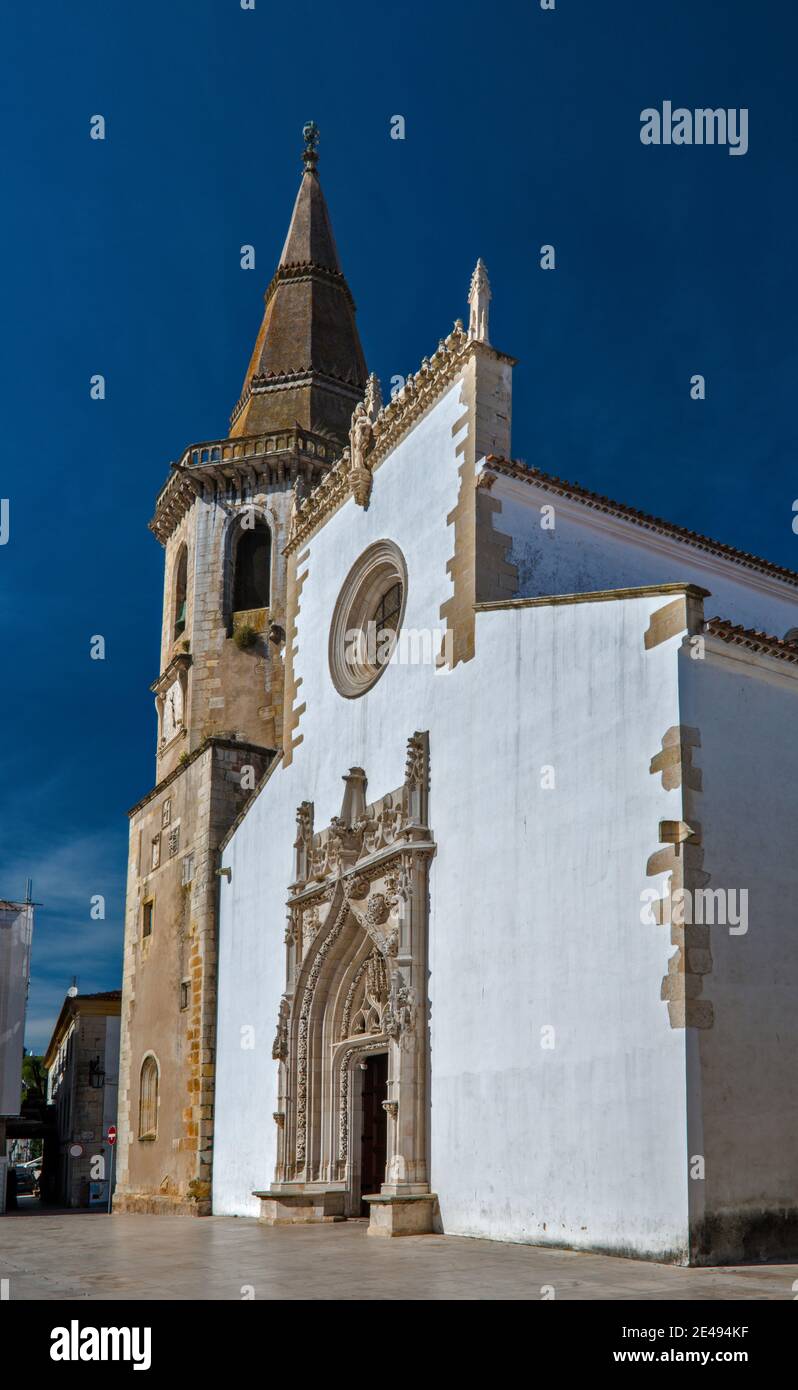 Igreja de Sao Joao Baptista, Manueline Stil, in Praca da Republica, in Tomar, Centro Region, Portugal Stockfoto