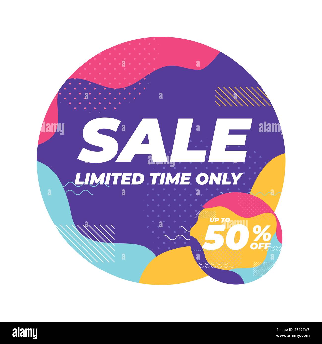 Sale begrenzte Zeit nur mit bunten geometrischen Formen Banner. Stock Vektor
