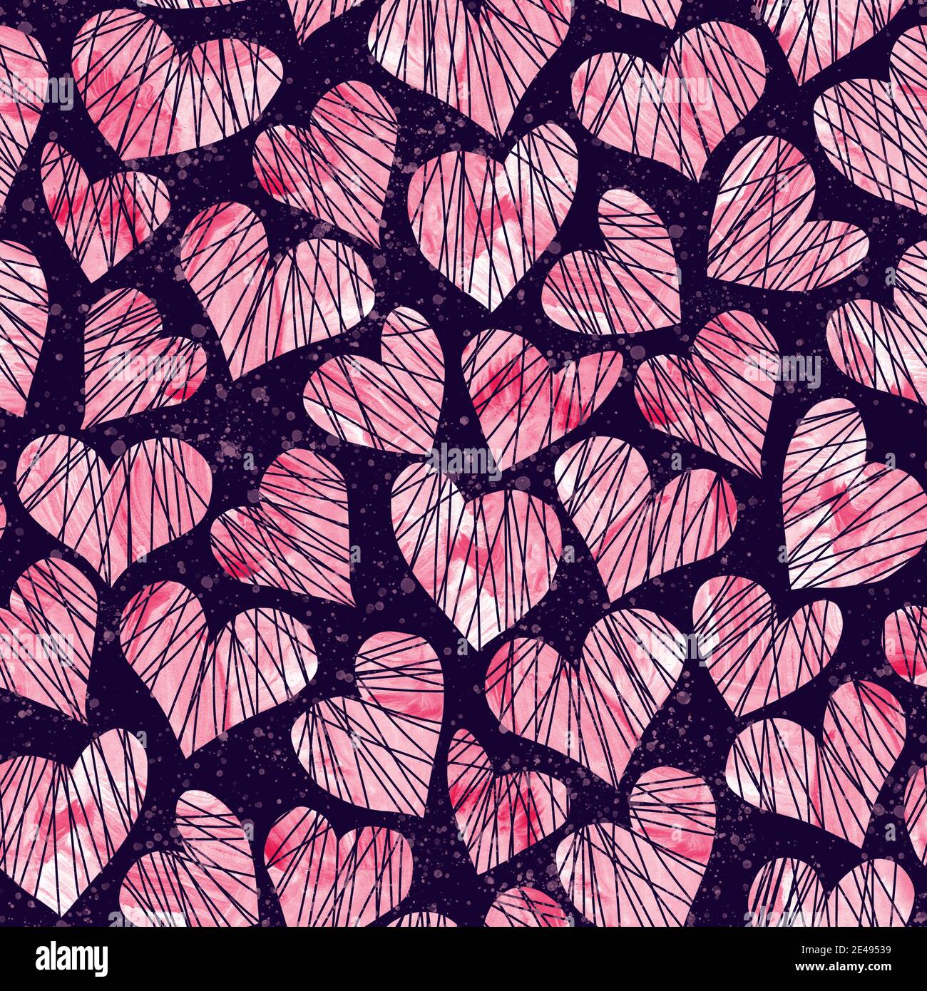 Rose Aquarell Herz nahtlose Muster Stockfoto