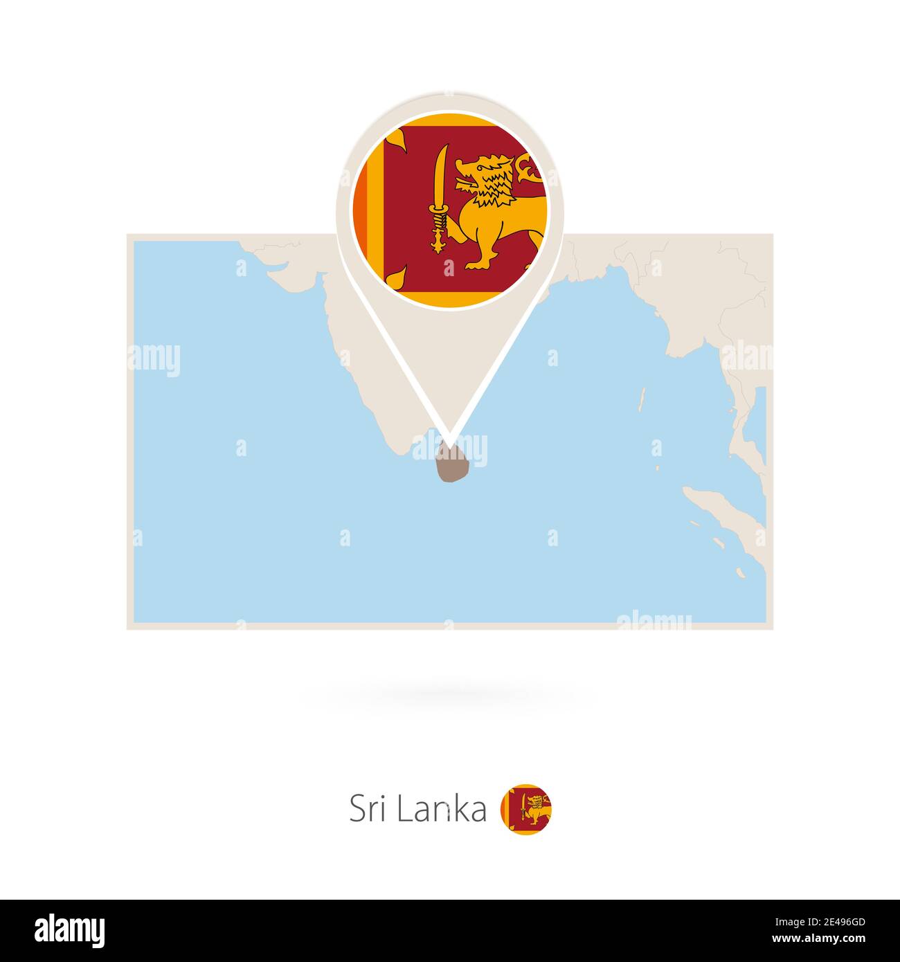 Rechteckige Karte von Sri Lanka mit Pin-Symbol von Sri Lankas Stock Vektor