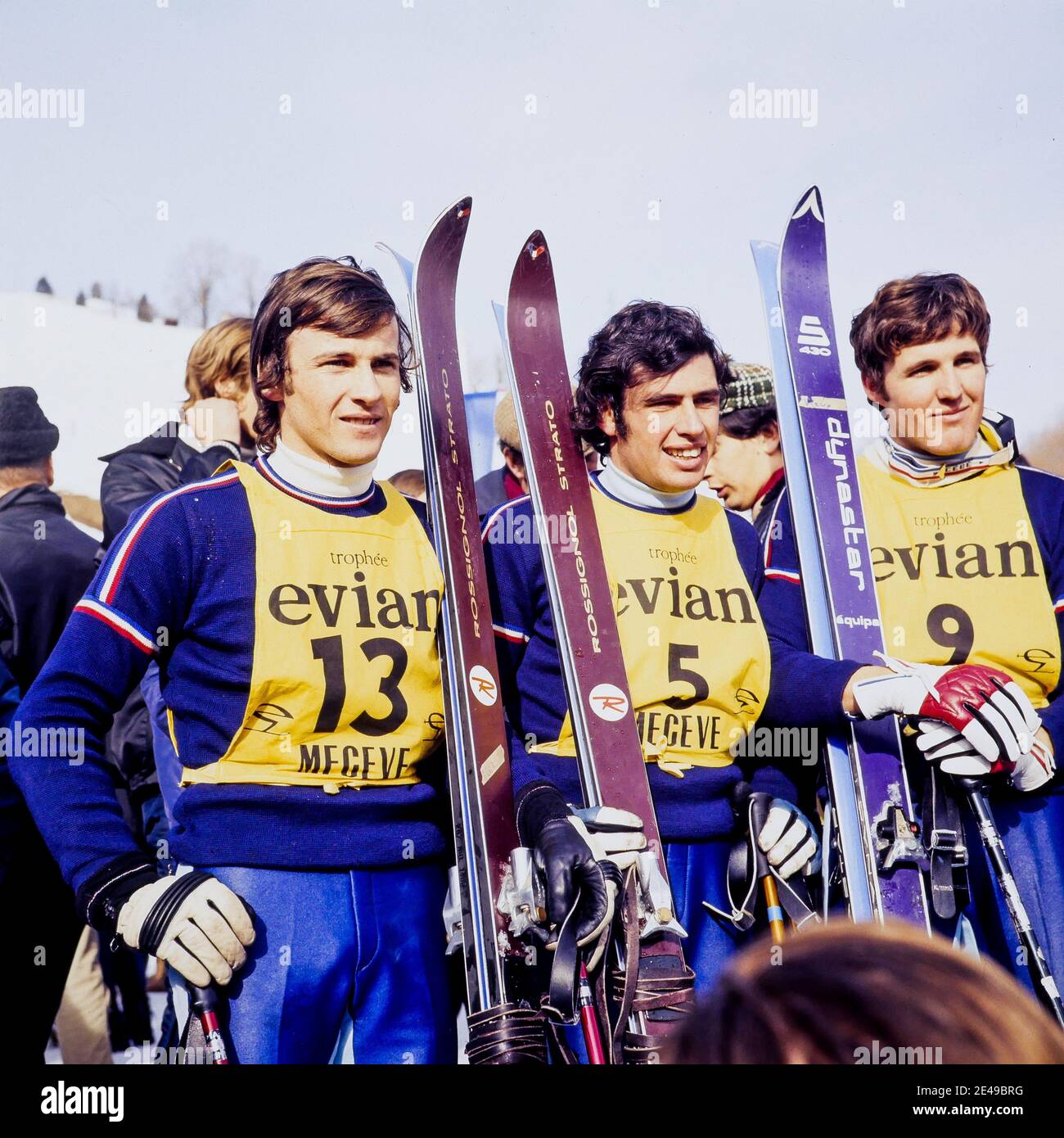 Alain Penz, Bernard Russel und Henri Brechu, französischer Ski-Mann, Frankreich, 1970 Stockfoto