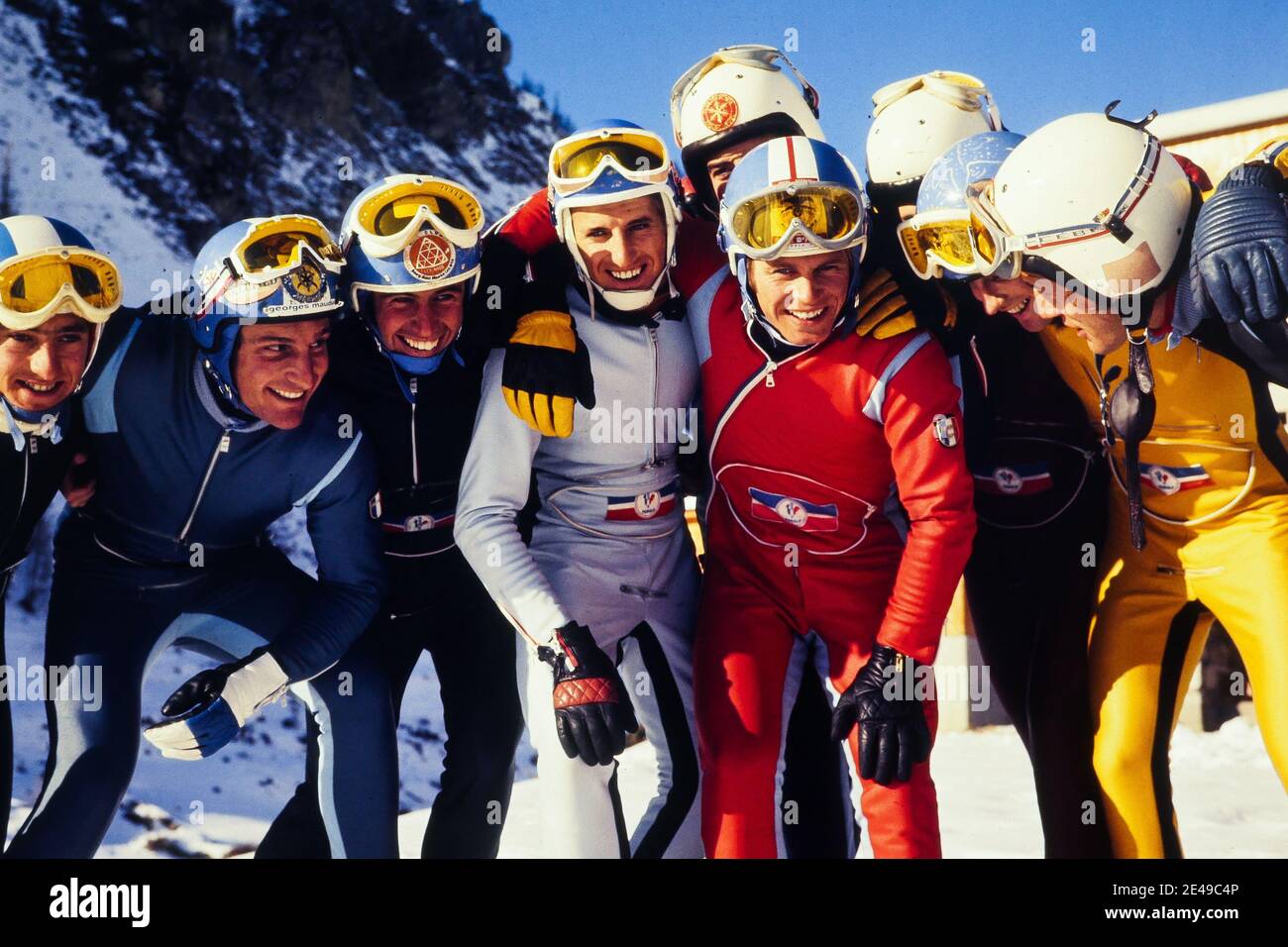 Französisches Ski-Team, Criterium de la Première Neige, Frankreich, Dezember 1970 Stockfoto