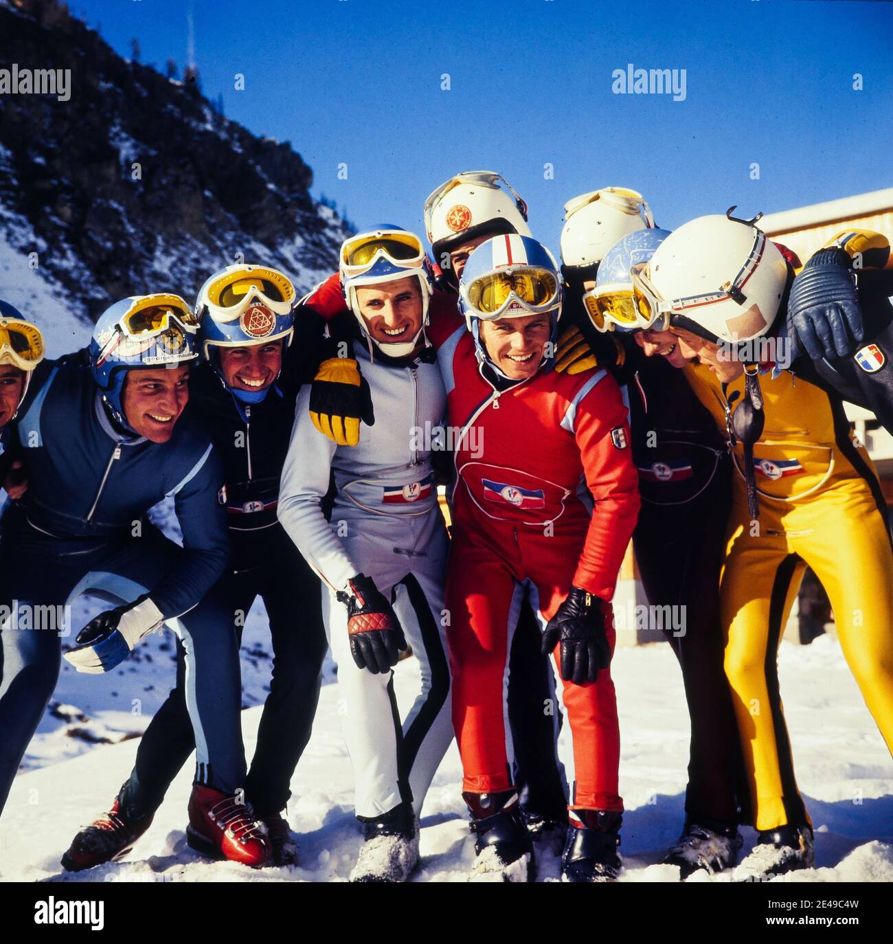 Französisches Ski-Team, Criterium de la Première Neige, Frankreich, Dezember 1970 Stockfoto