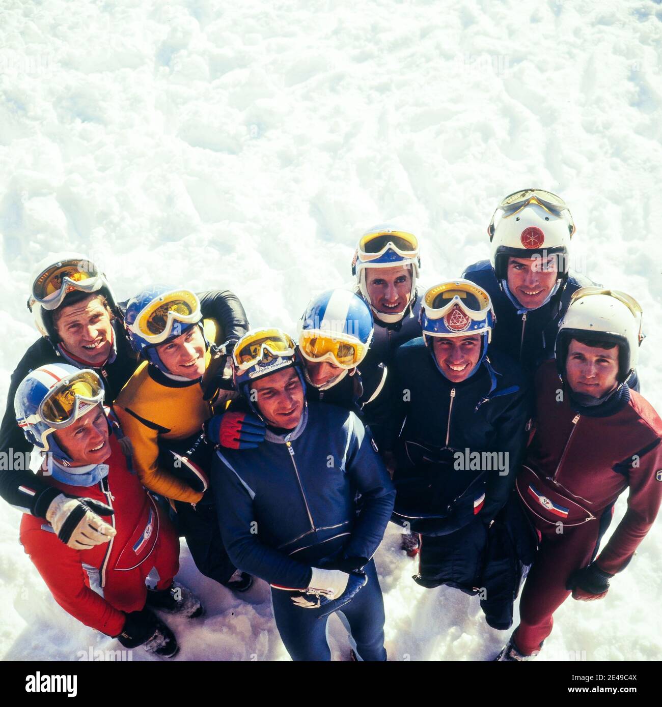 Französisches Ski-Team, Criterium de la Première Neige, Frankreich, Dezember 1970 Stockfoto