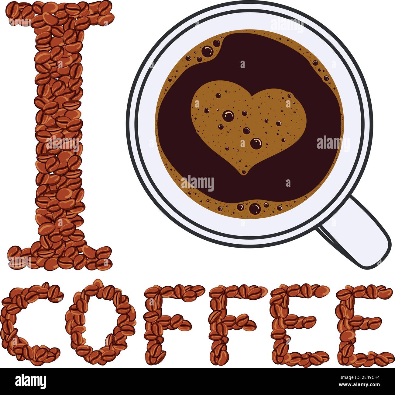 Ich mag Kaffee. Vektorgrafik. Isolierte Objekte auf weißem Hintergrund. Stock Vektor