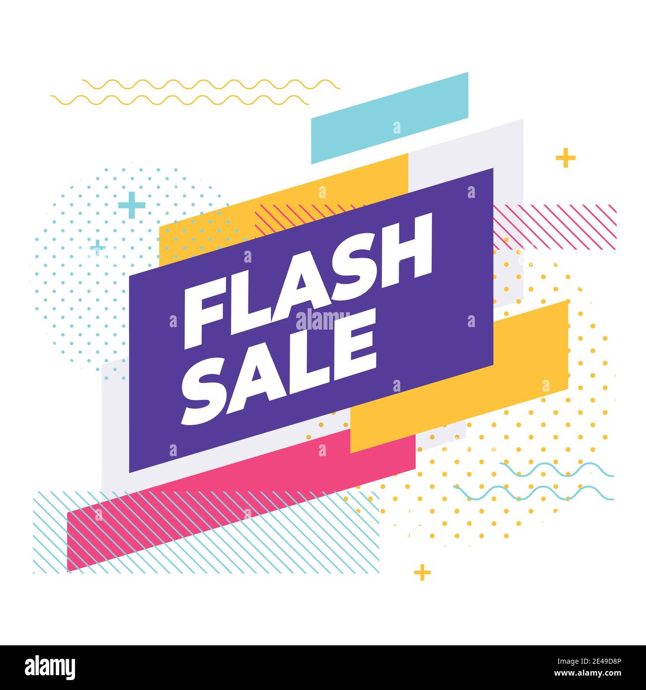 Flash Verkauf mit bunten geometrischen Formen Banner. Stock Vektor