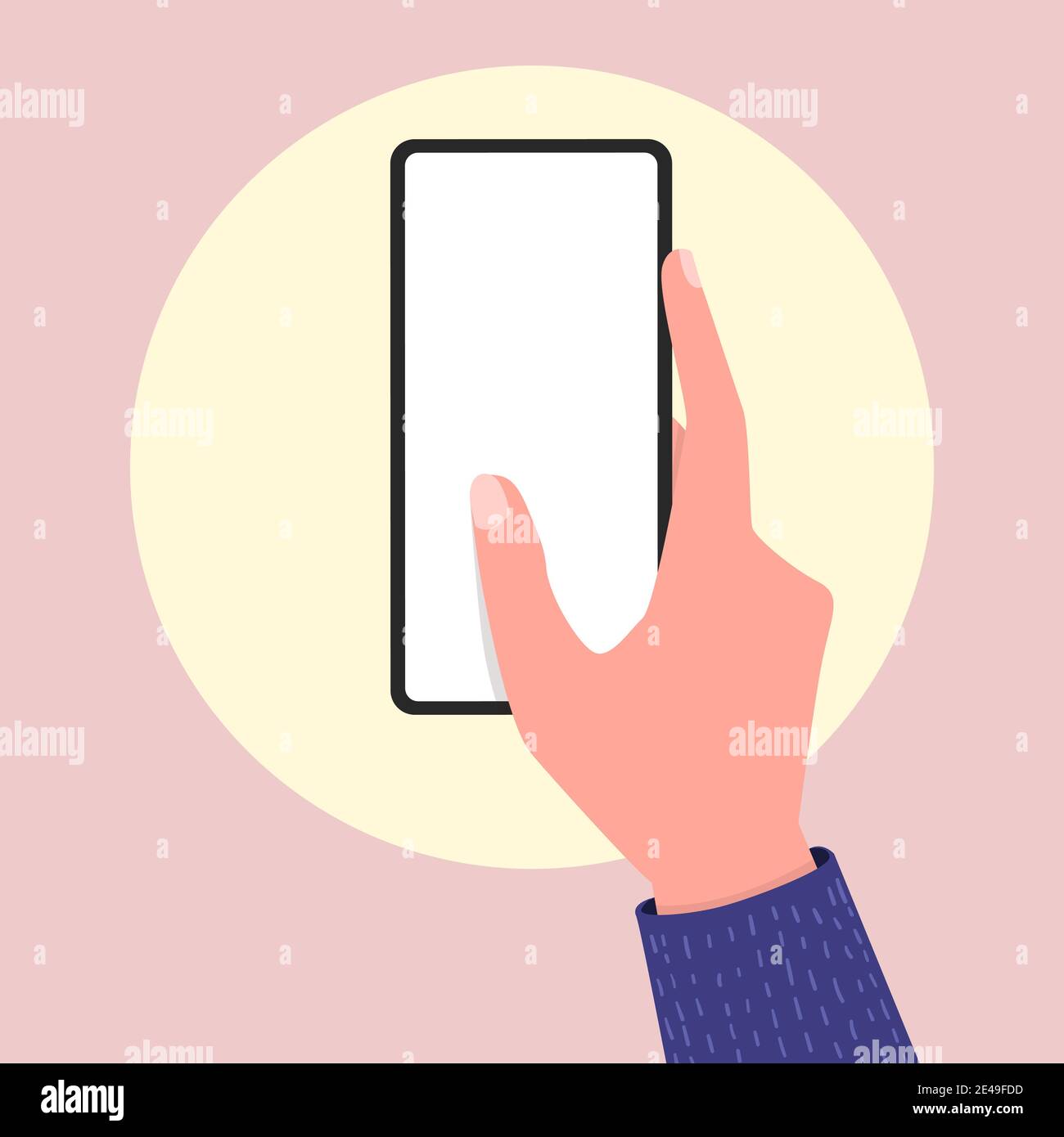 Hand hält leeren Bildschirm Handy. Editierbare Smartphone-Vorlage. Stock Vektor