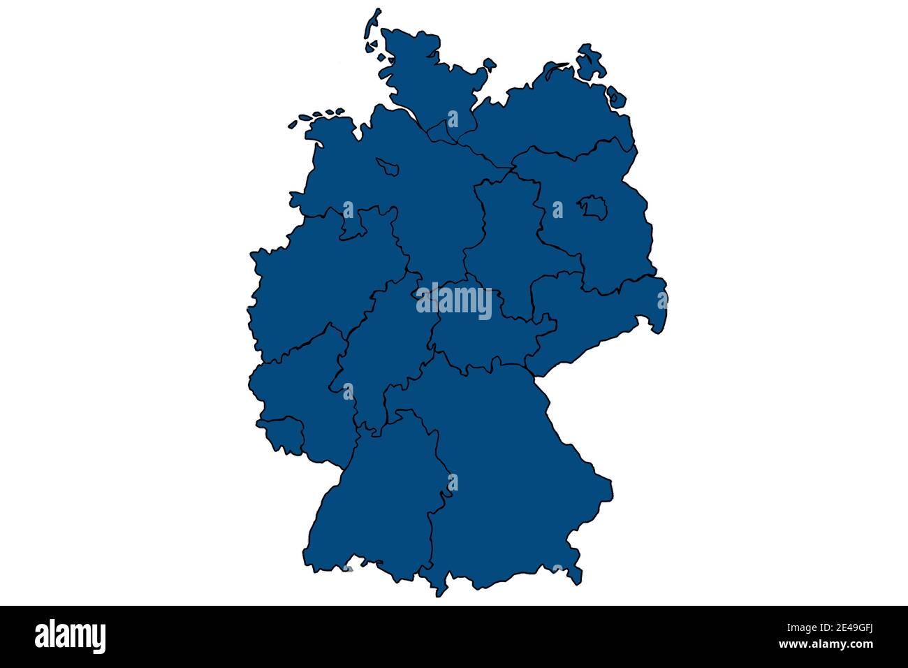 Deutschland Karte und Bundesländer Karte Vektor dunkel Stockfoto