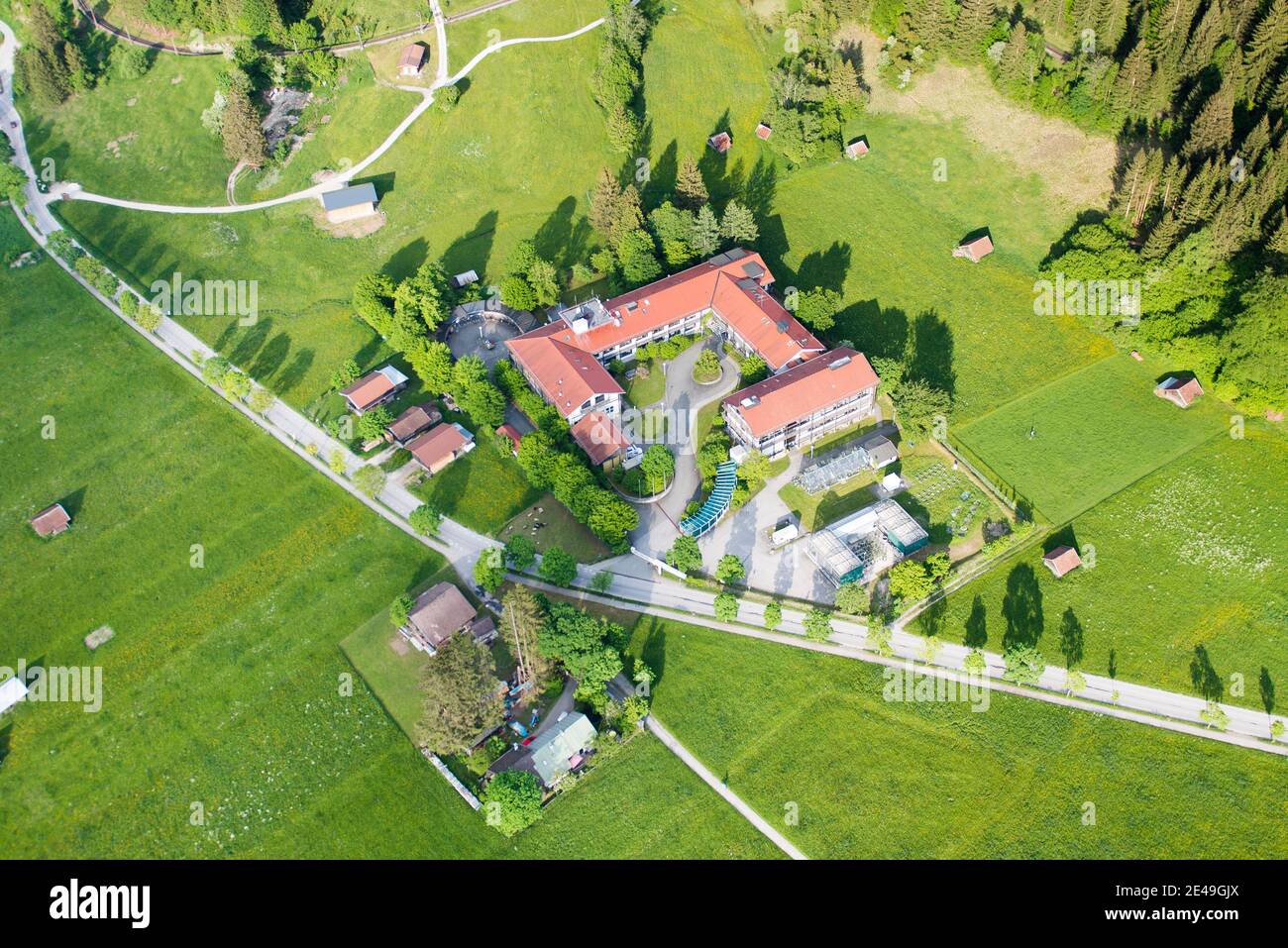 KIT, Forschungsinstitut, Garmisch-Partenkirchen, Luftaufnahme, Werdenfelser Land, Oberland, Bayern, Deutschland Stockfoto