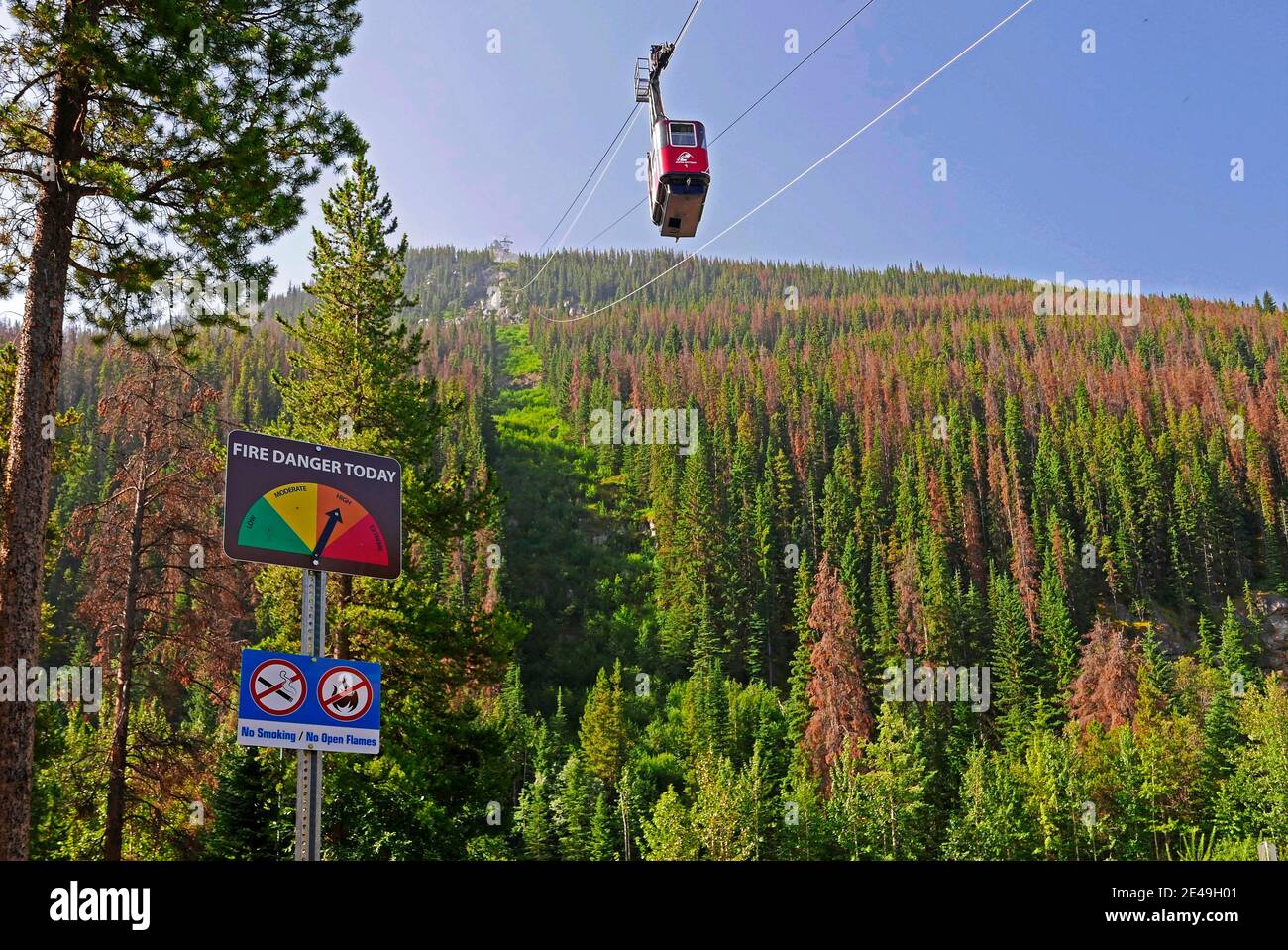 Jasper Sky Tram in Jasper, Jasper National Park, Rocky Mountains, Alberta, Kanada Stockfoto