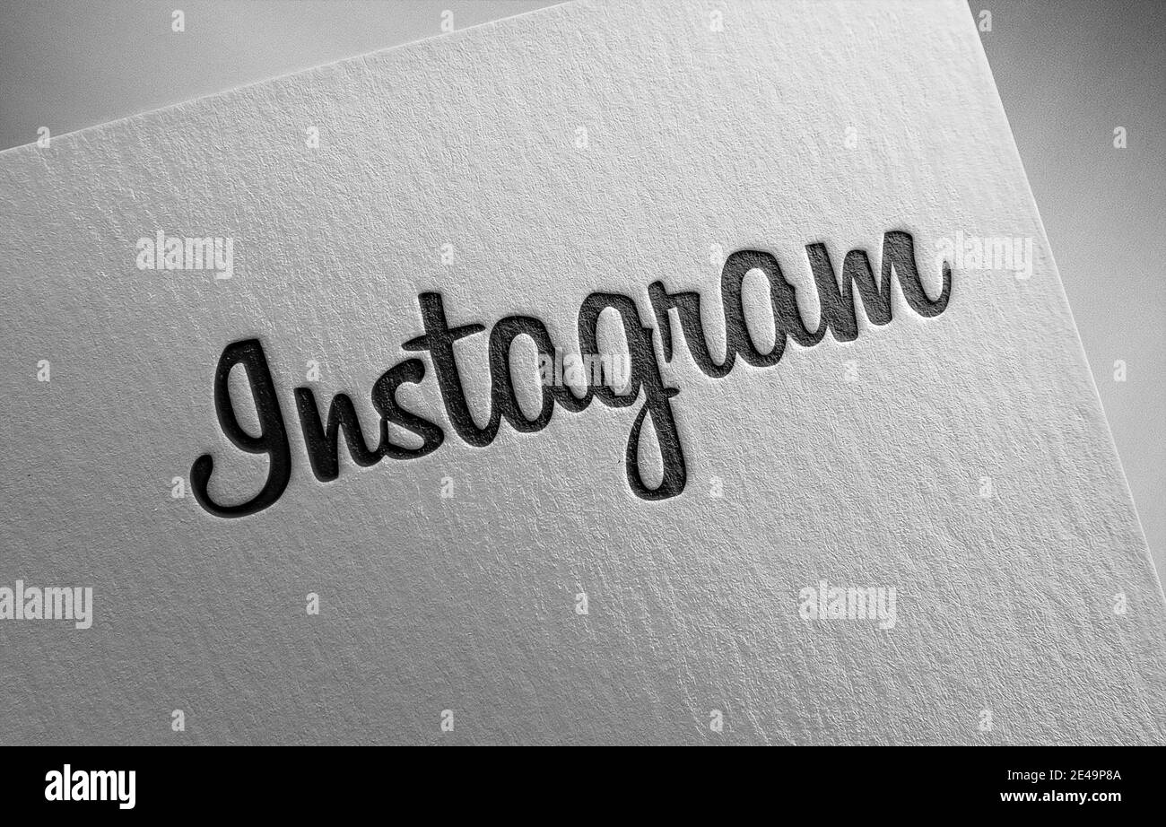 Instagram-Logo-Symbol auf Papiertextur Stockfoto