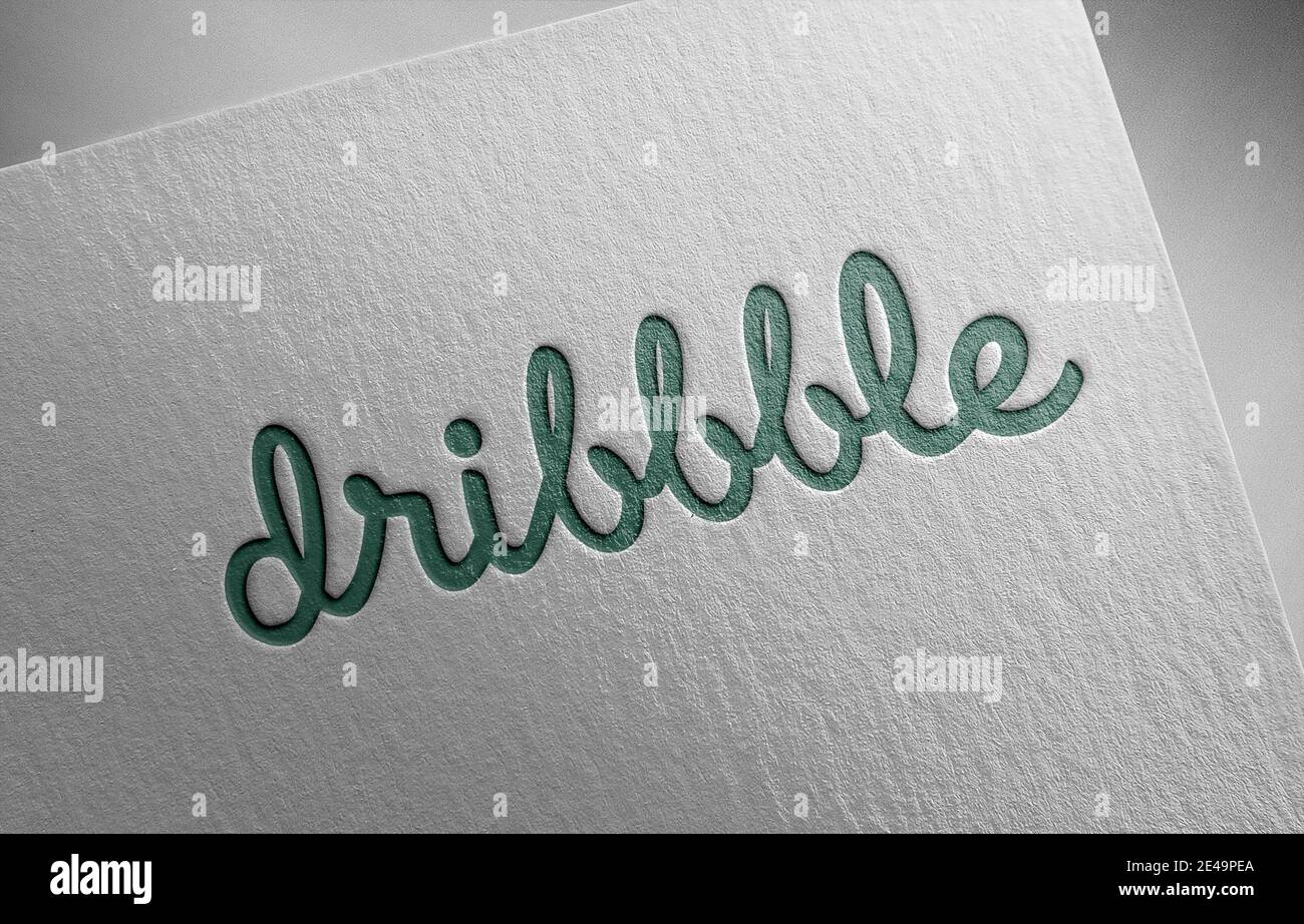 Abbildung mit Dribbble-Logo auf Papiertextur Stockfoto