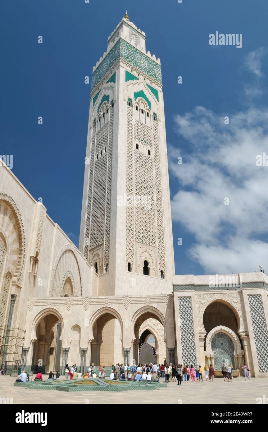 Hassan II Moschee ist eine Moschee in Casablanca, Marokko. Maurische Architektur. Architekt Michel Pinseau. Stockfoto