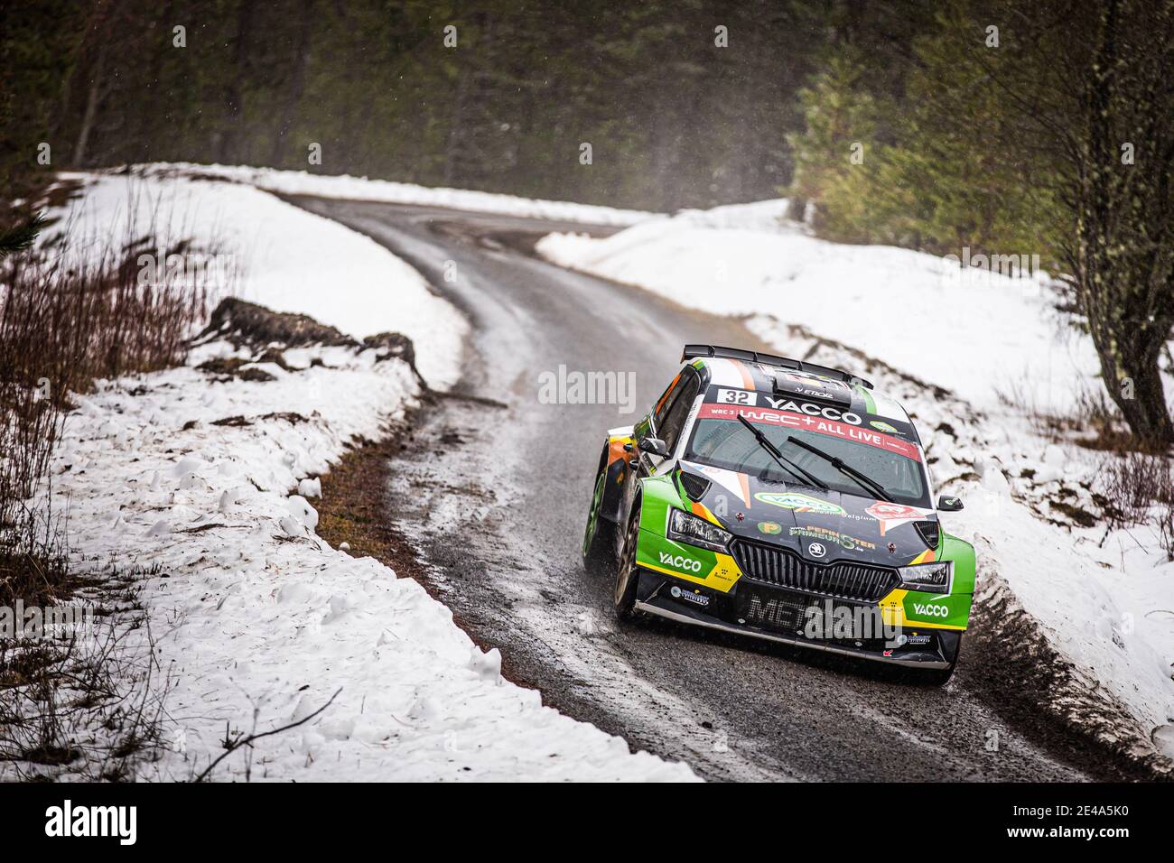 31 Cedric DE CECCO, Jerome HUMBLET (Bel), CEDRIC DE CECCO (Bel), SKODAFabia Evo, RC2 Rally2, Aktion während der WRC World Rally Car Championship 2021, Rallye Monte Carlo am 20. Bis 24. Januar 2021 in Monaco - Foto Bastien Roux / DPPI / LiveMedia Stockfoto