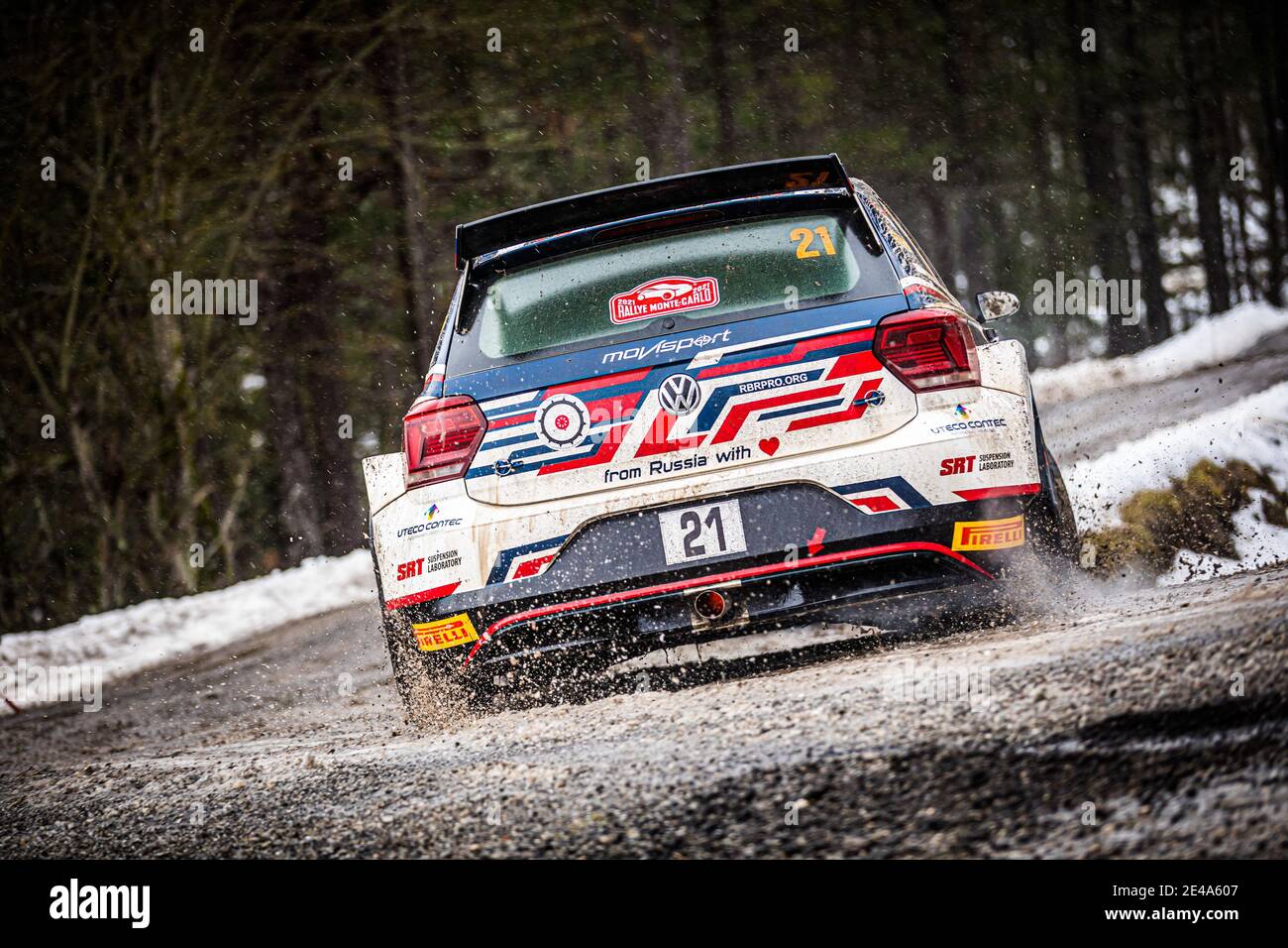 21 Nikolay GRYAZIN (RUS), Konstantin ALEXANDROV (RUS), RUS MOVISPORT WOLKSVAGEN Polo GTI, RC2 Rally2 , Aktion während der Rallye-Weltmeisterschaft 2021, Rallye Monte Carlo am 20. Bis 24. Januar 2021 in Monaco - Foto Bastien Roux / DPPI / LM Stockfoto