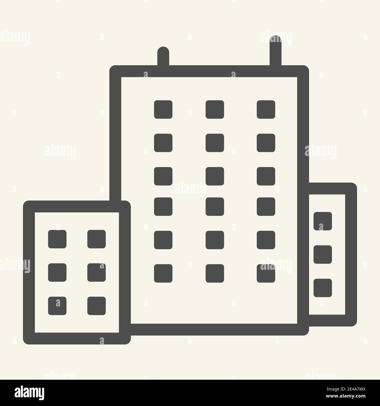 Symbol für Bürogebäude. Architekturvektordarstellung isoliert auf Weiß. Home Outline Stil Design, für Web und App entwickelt. Eps 10. Stock Vektor