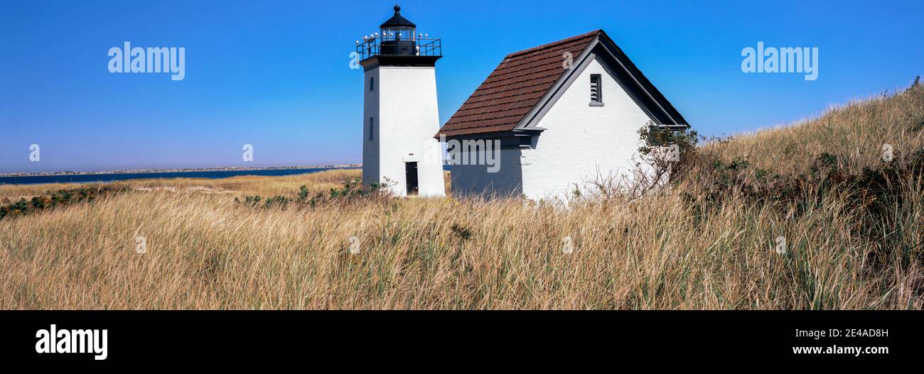 Leuchtturm am Strand, Long Point Light, Long Point, Provincetown, Cape Cod, Barnstable County, Massachusetts, USA Stockfoto