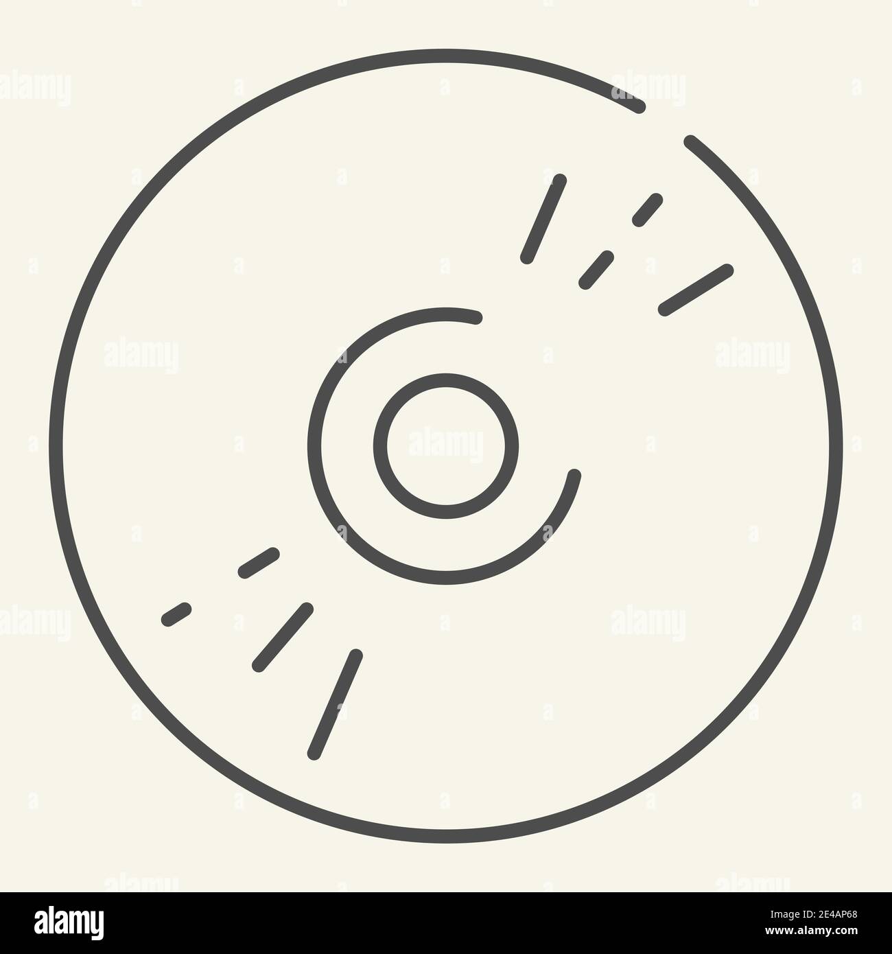 Symbol für dünne Linien der CD-Disc. Vektorgrafik für Daten auf Weiß isoliert. DVD Outline Style Design, für Web und App entwickelt. Eps 10. Stock Vektor