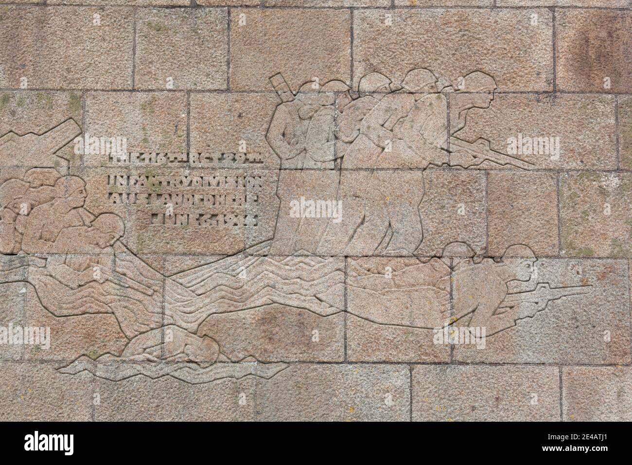 Denkmal der United States National Guard am Omaha Beach, Saint-Laurent-Sur-Mer, D-Day Beaches Area, Calvados, Normandie, Frankreich Stockfoto